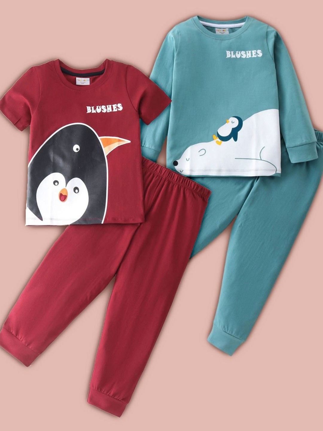 BLUSHES Unisex Kids Pack Of 2 Printed Pure Cotton T-shirt