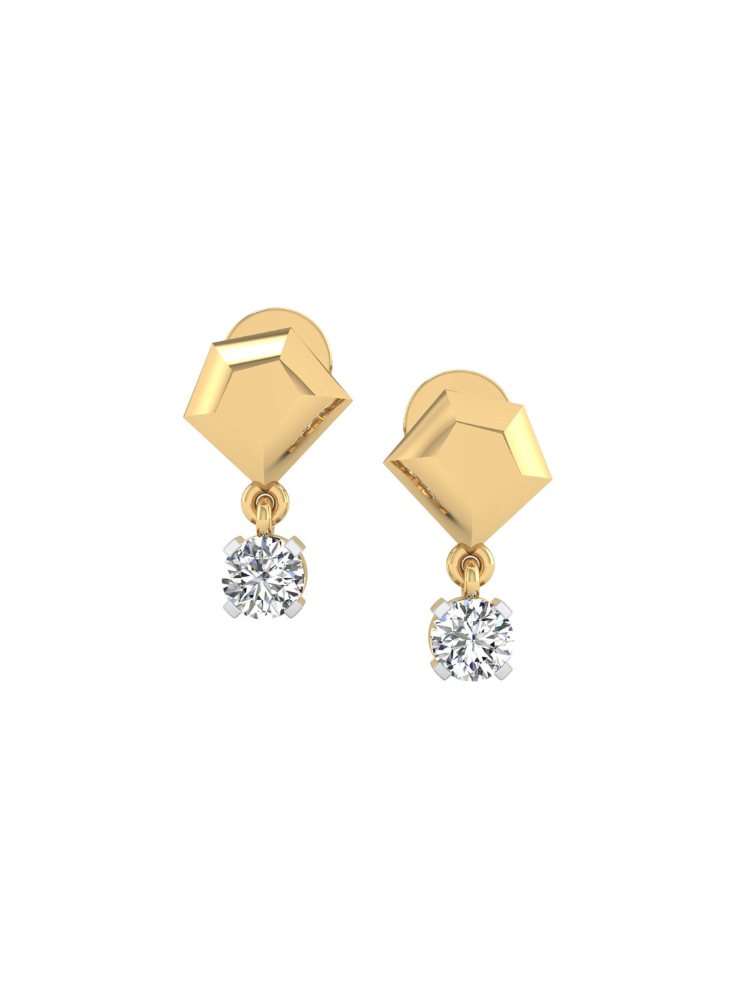 SHINE ETERNAL 18 Kt Yellow Gold Lab Grown Diamond Geometric Round Diamond Drop Earrings