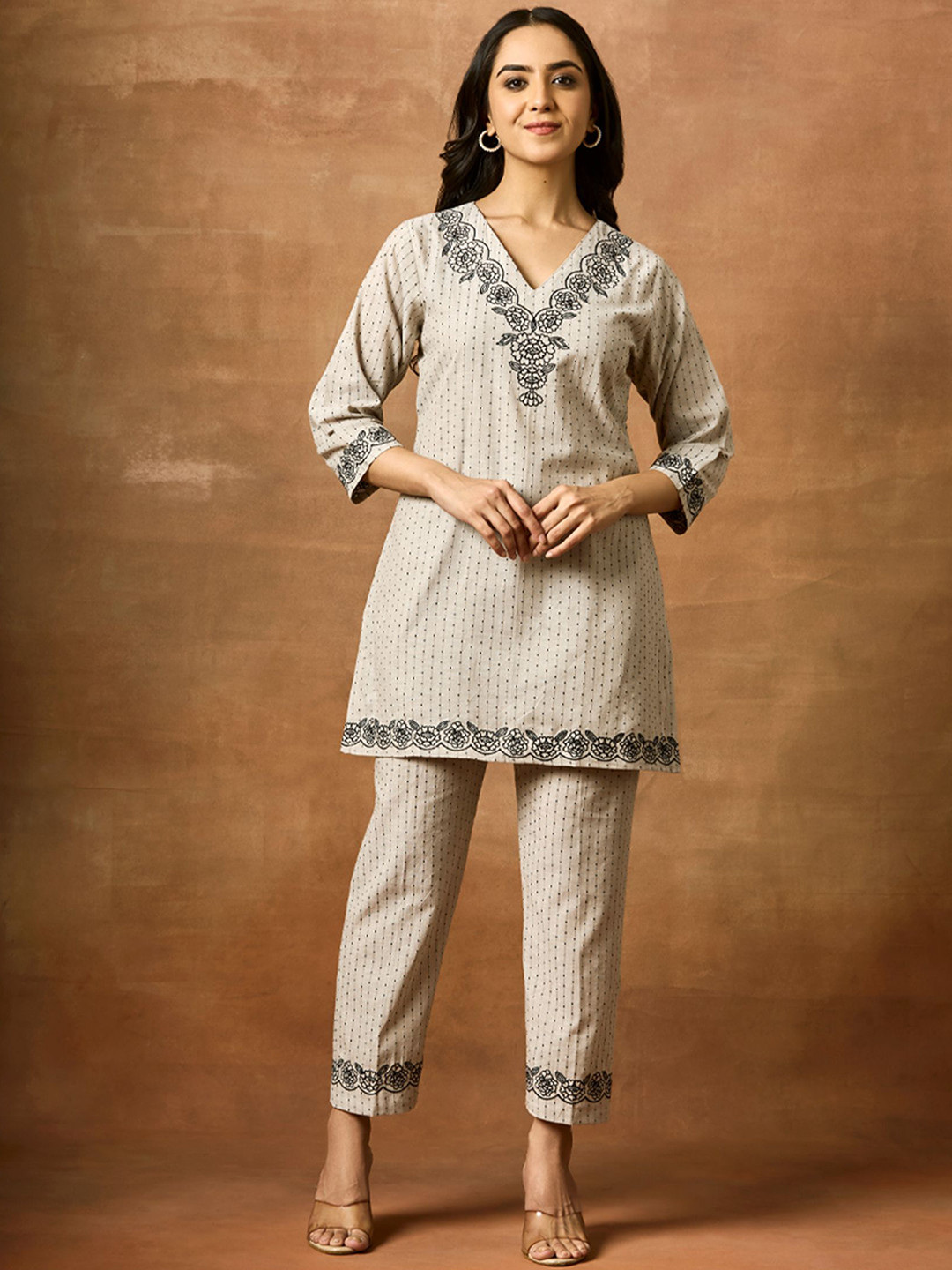 WOMEN PLUS Safar Embroidered Pure Cotton Tunic With Trousers Co-Ords