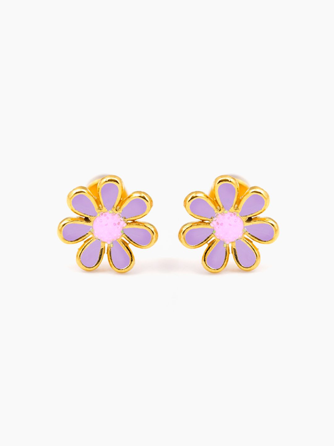 SWASHAA Girls Miss Flower 18K Gold Plated Studs Earrings