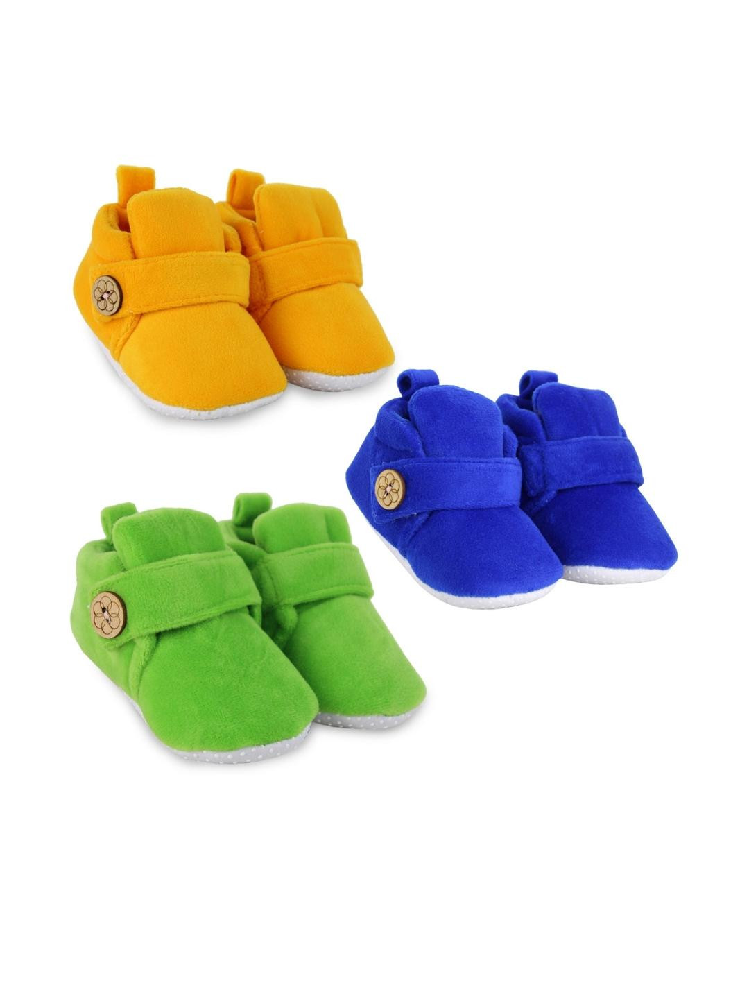 NESKA MODA 6 To 12 Months Baby Boys & Baby Girls Set of 3 Pair Cotton Shose Booties