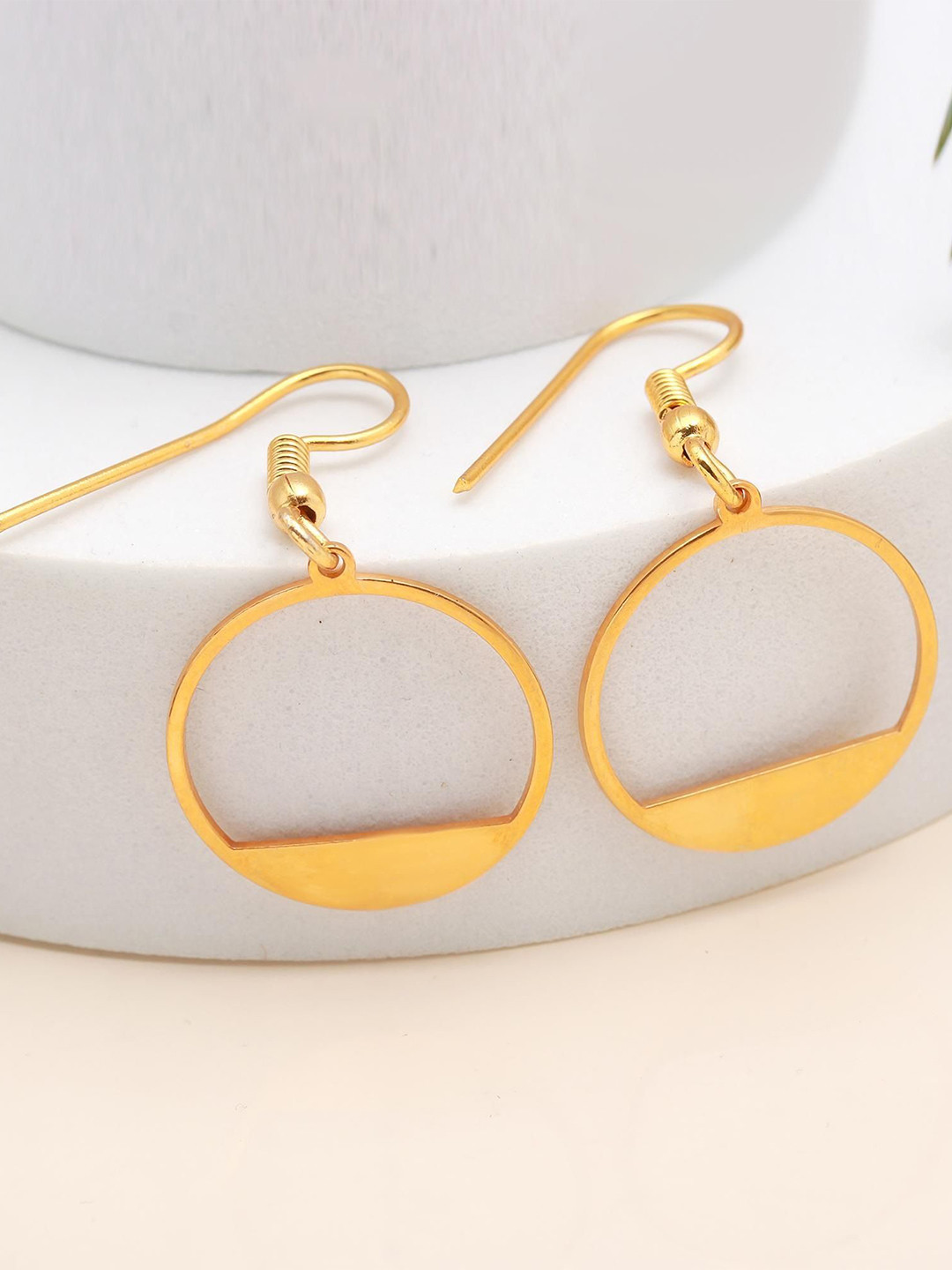 ORO ALMA half halo Silver Gold-Plated Contemporary Drop Earrings