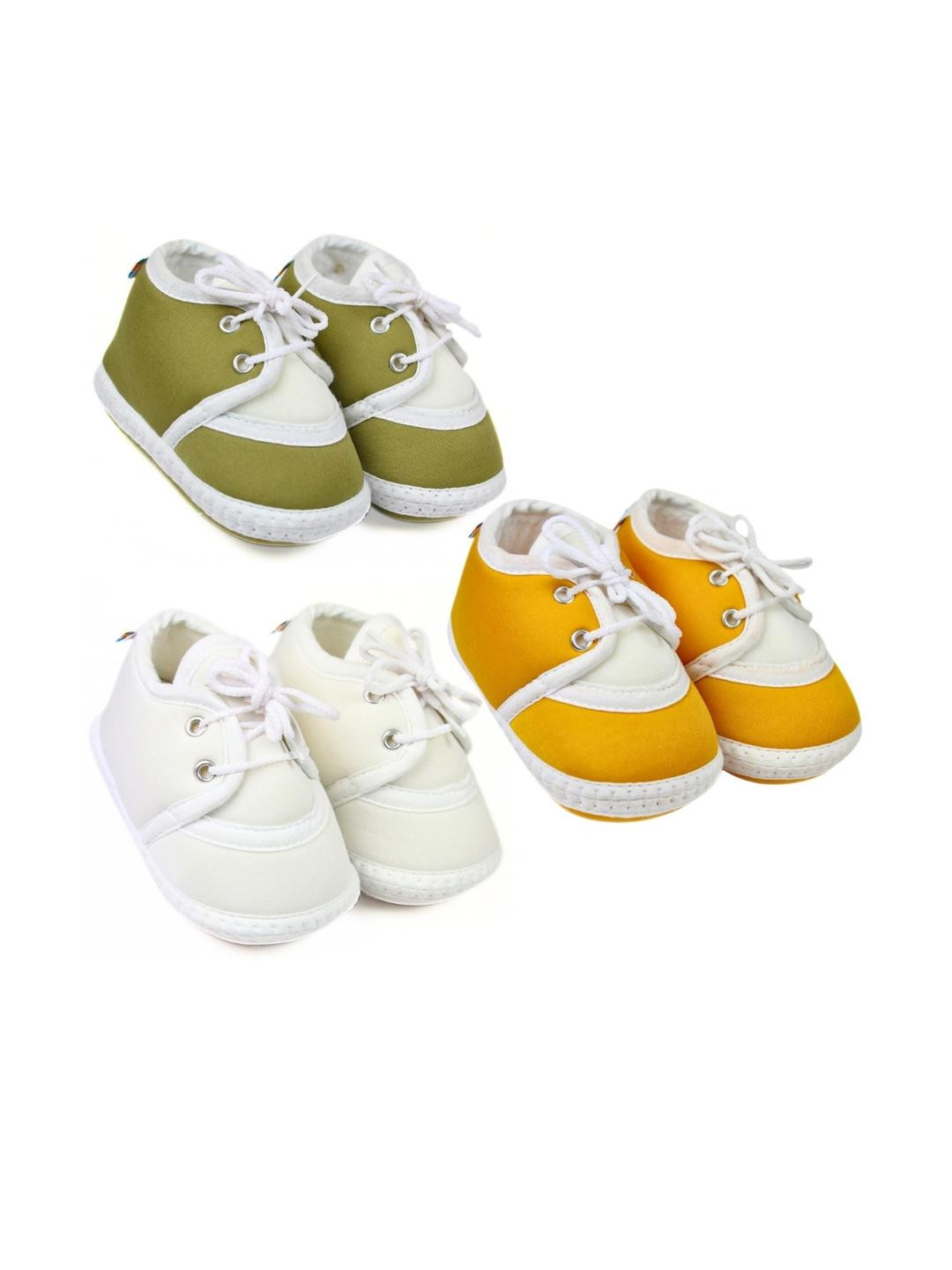 NESKA MODA 6 To 12 Months 3 Pair Combo Skin Friendly Soft Cotton Lace Shoes/ Booties