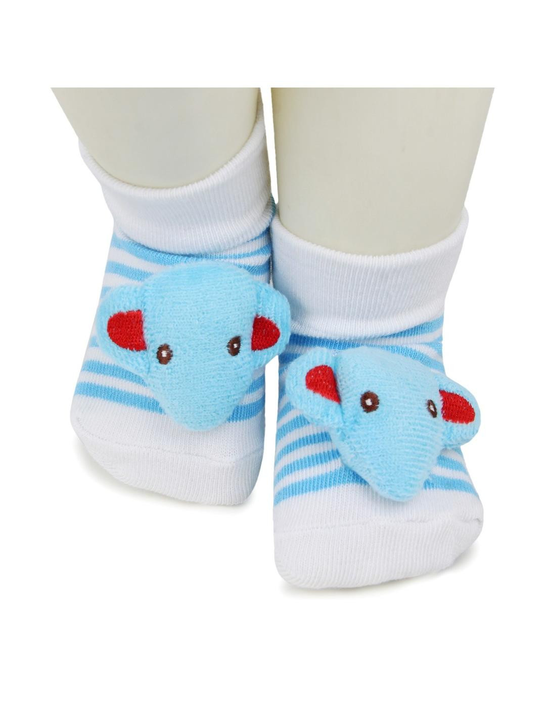 NESKA MODA 6 To 12 Months Cotton Elephant Face Baby Ankle Socks/ Booties