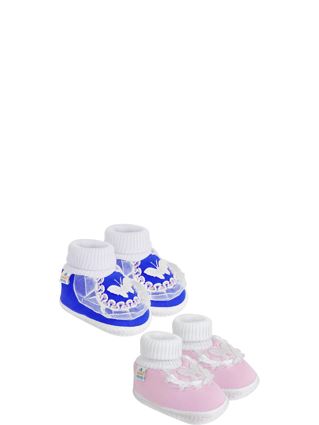 NESKA MODA 3 To 12 Month Cotton Baby Booty 2 Pair Combo Skin Friendly Soft Frill Butterfly Booties