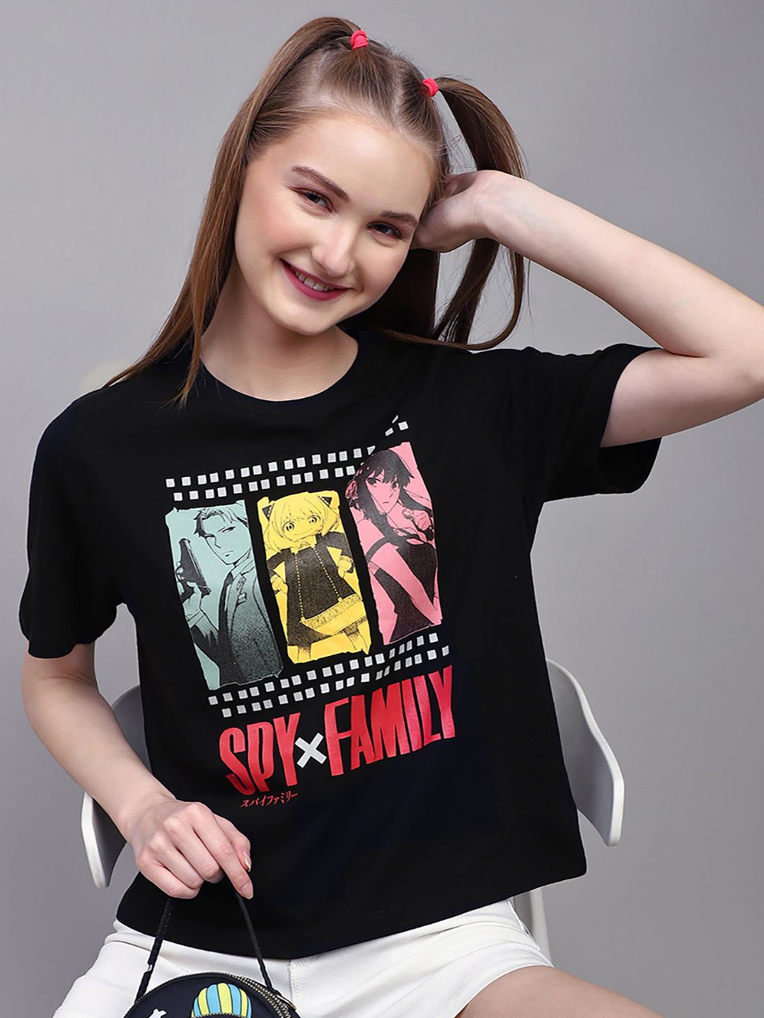 Free Authority Women Spy X Family Anime Printed Regular Fit Tshirt