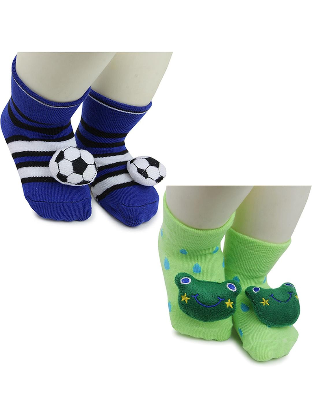 NESKA MODA 6 To 12 Months Baby Set Of 2 Pair Cotton Anti Slip Face Ankle Socks/ Booties