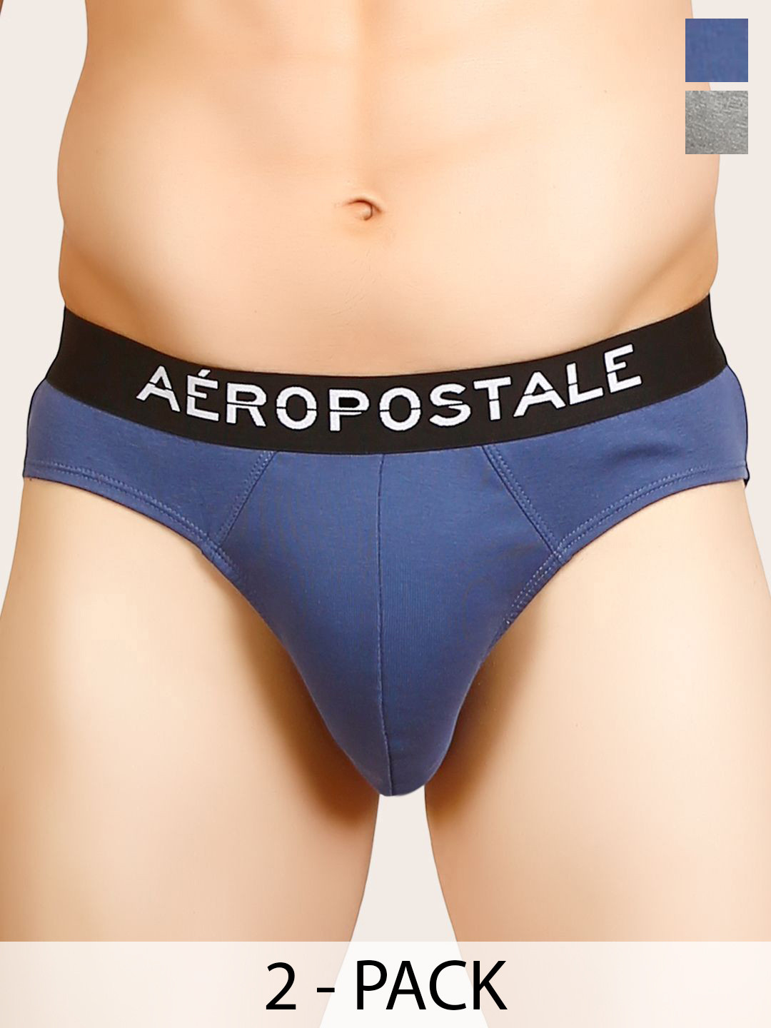 Aeropostale Pack Of 2 Pure Cotton Mid-Rise Basic Briefs A_RBF02-GMEL/SGOS