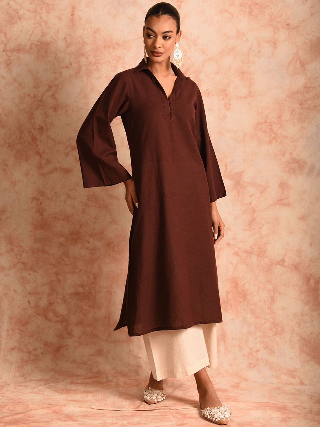 JHALAKK BY LAALZARI Shirt Collared Tunic With Palazzos Co-Ords