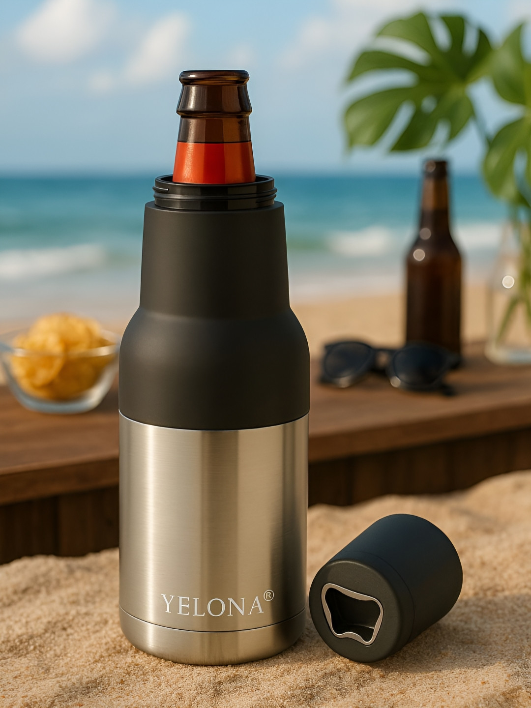 Myntra Elegant Homes Yelona Silver Stainless Steel Double Wall Vacuum Can Bottle - 500ml