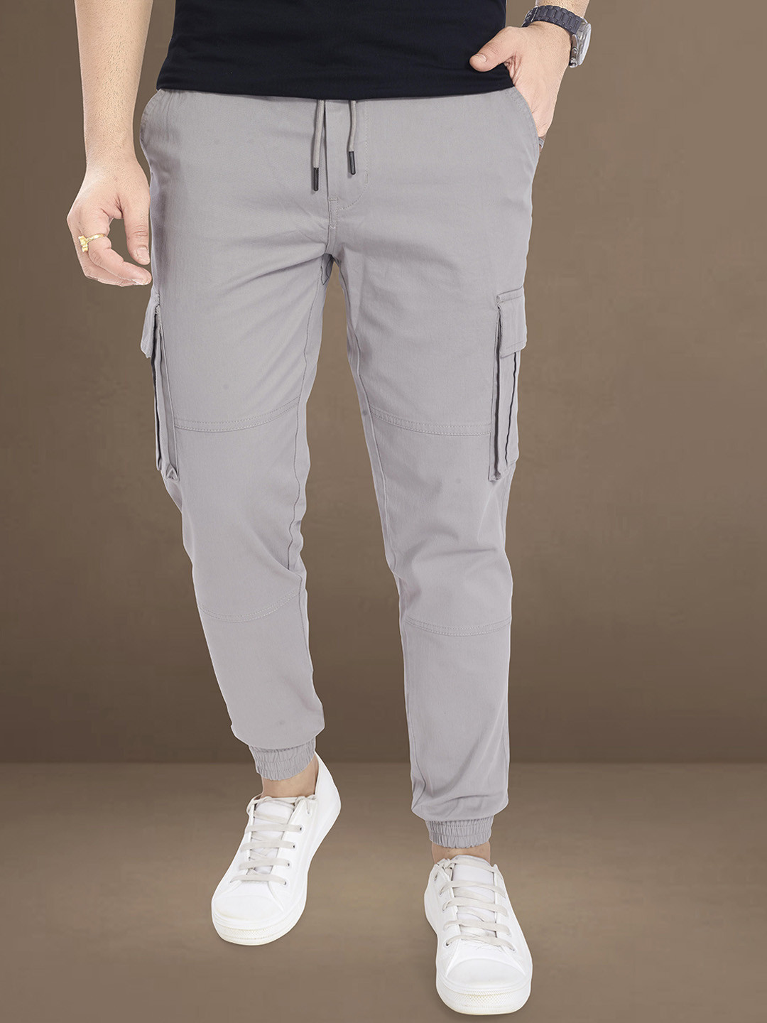 THE BEETEL HOUSE Men Carrot Regular Fit Mid-Rise Easy Wash Cotton Cargos