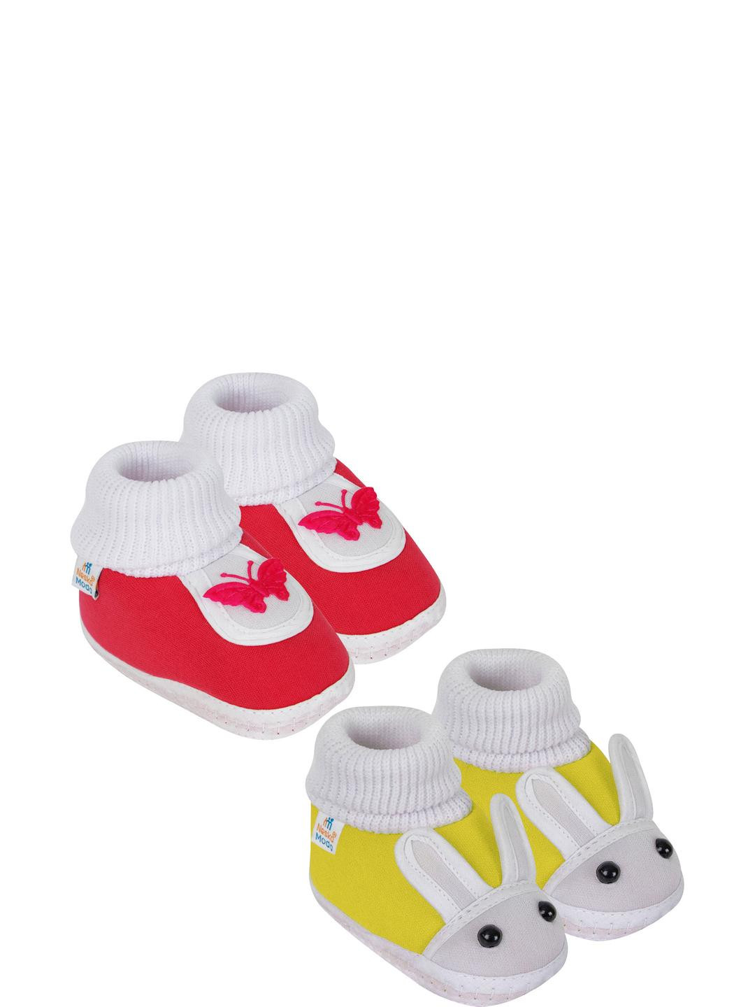 NESKA MODA 3 To 12 Month Cotton Booty 2 Pair Newborn Unisex Baby Skin Friendly Soft Rabbit Booties