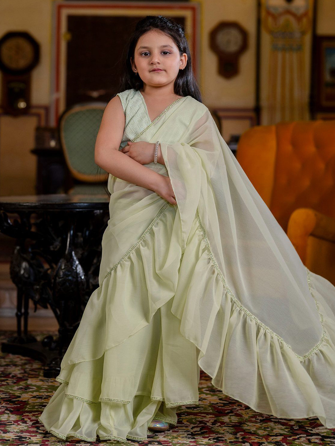 Sangria Girls Saree With Blouse