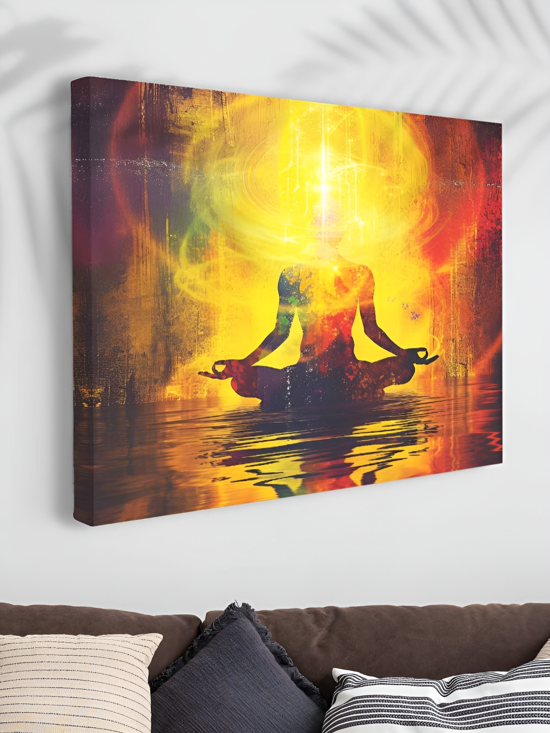 Myntra Elegant Homes Yellow & Red Meditation Printed Canvas Wall Art