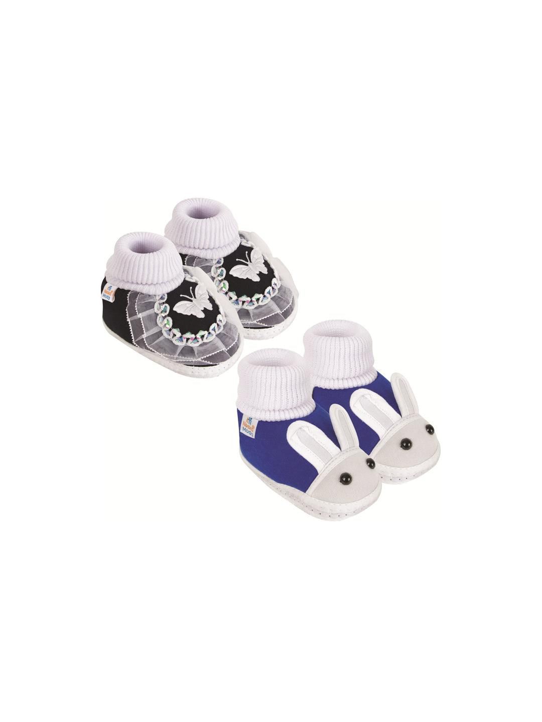 NESKA MODA 0 To 6 Month Newborn Baby 2 Pair Combo Soft Cotton Butterfly Skin-Friendly Baby Booties