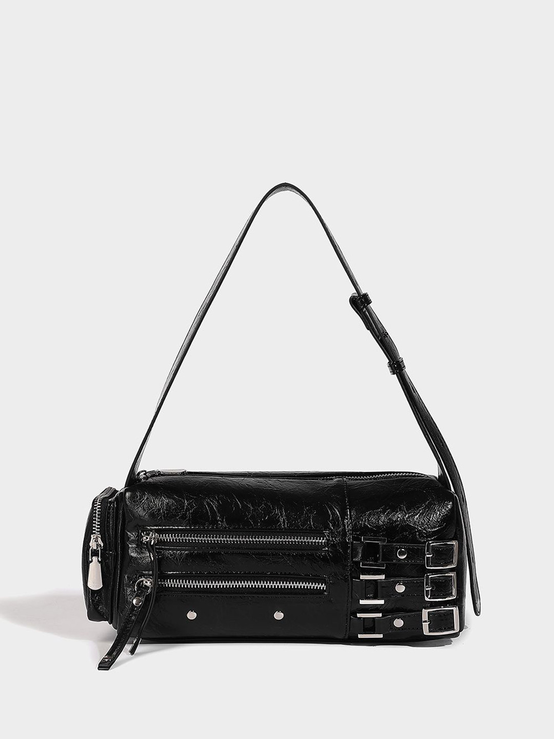RAVE Textured Baguette Shoulder Bag