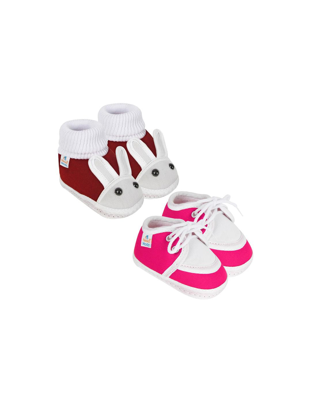 NESKA MODA 3 To 12 Months Infant Booty Combo 2 Pair Baby Skin Friendly Cotton Butterfly Booties