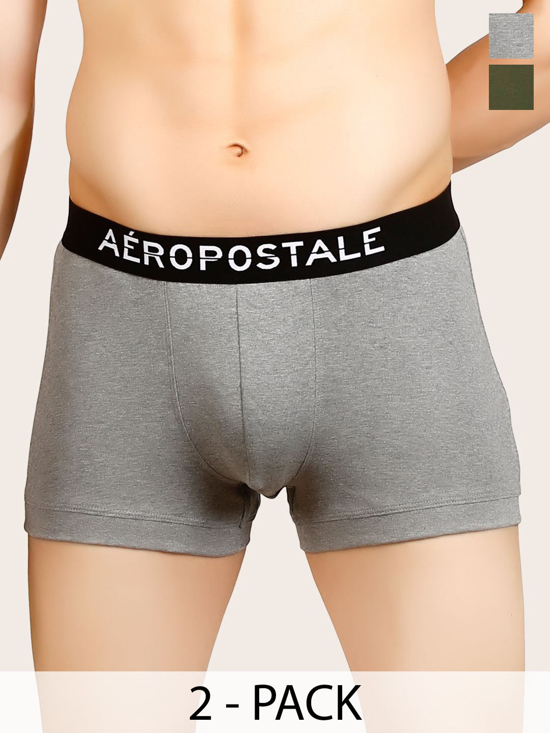 Aeropostale Pack of 2 Pure Cotton Breathable Trunks A_RTRK01-DFBG/GMEL