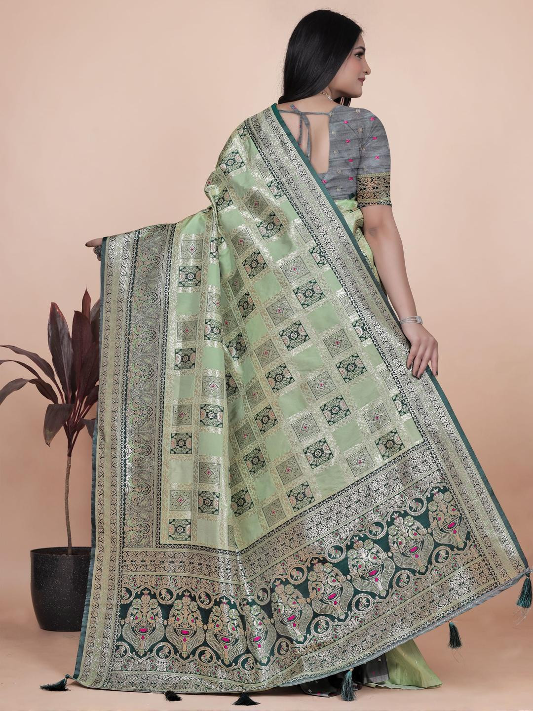 KALINI Green Art Silk Sarees