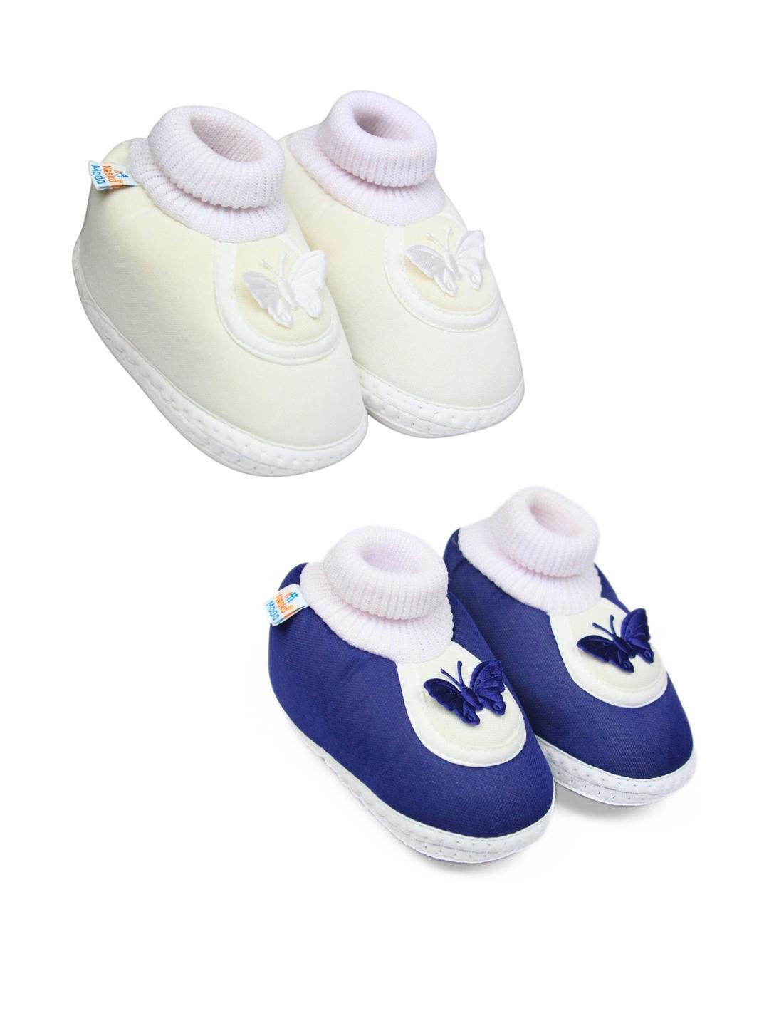 NESKA MODA 3 To 12 Months 2 Pair Set Newborn Unisex Baby Skin Friendly Cotton Butterfly Booties