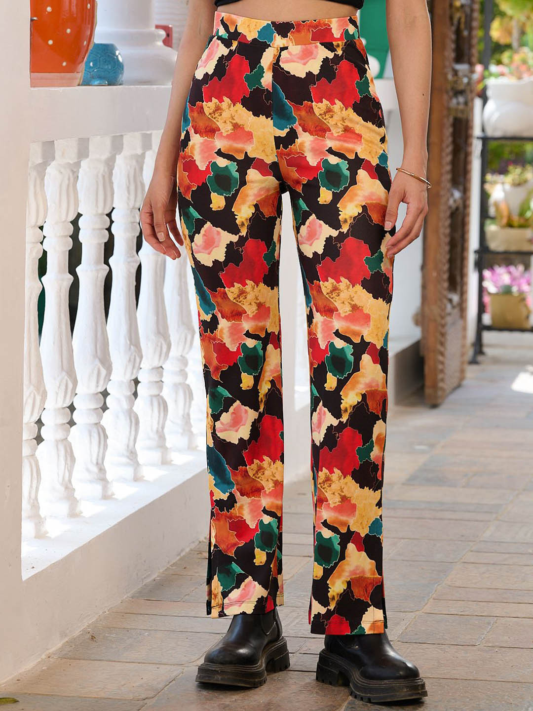 BAESD Women Floral Printed Smart Peg Trousers
