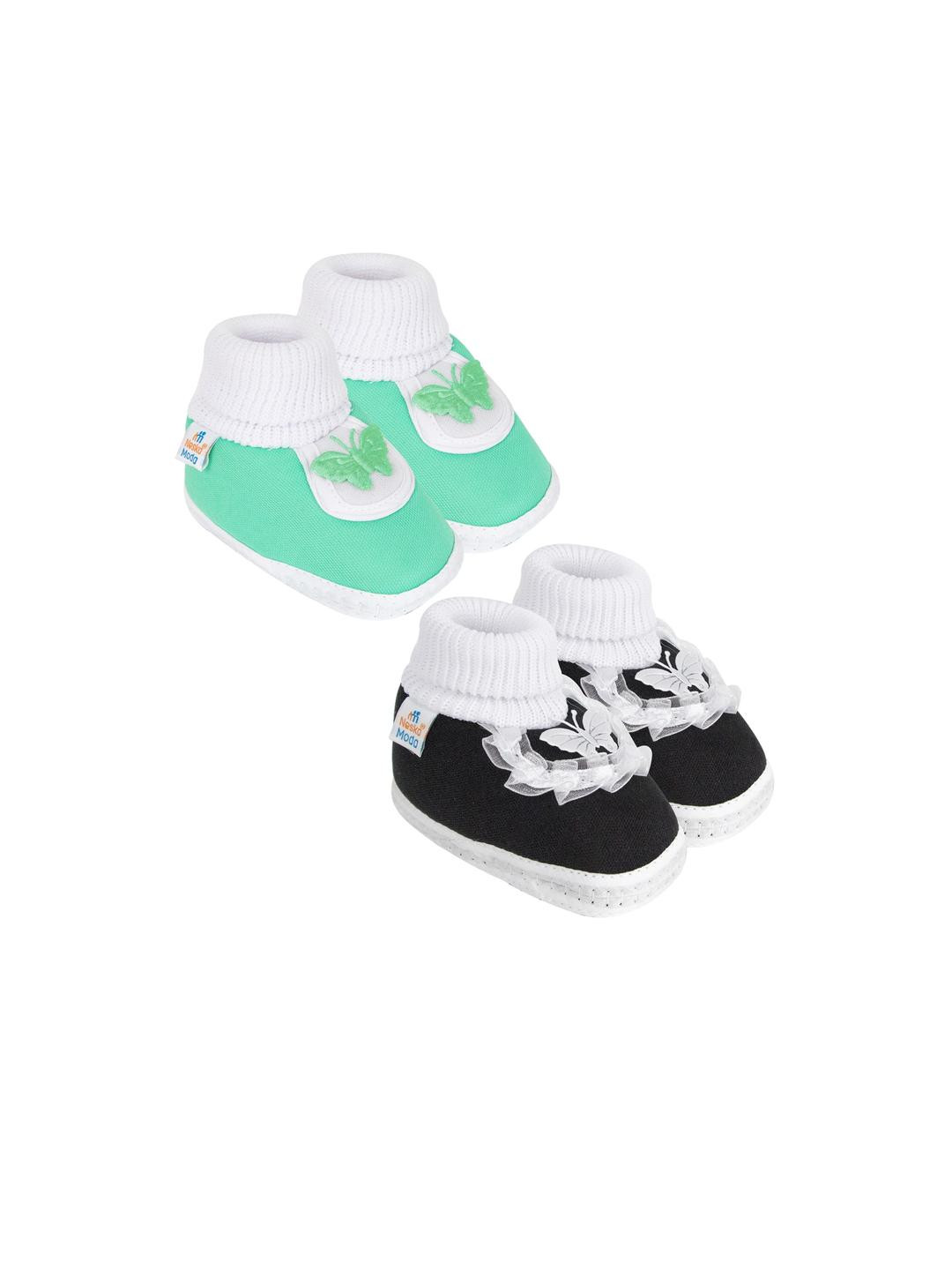 NESKA MODA 3 To 12 Month Infant Booty Combo 2 Pair Baby Skin Friendly Soft Cotton Butterfly Booties