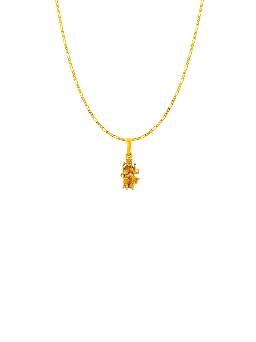 AKSHAT SAPPHIRE 925 Sterling Silver 22KtGold-Plated Mansa Devi Pendant With Figaro Chain