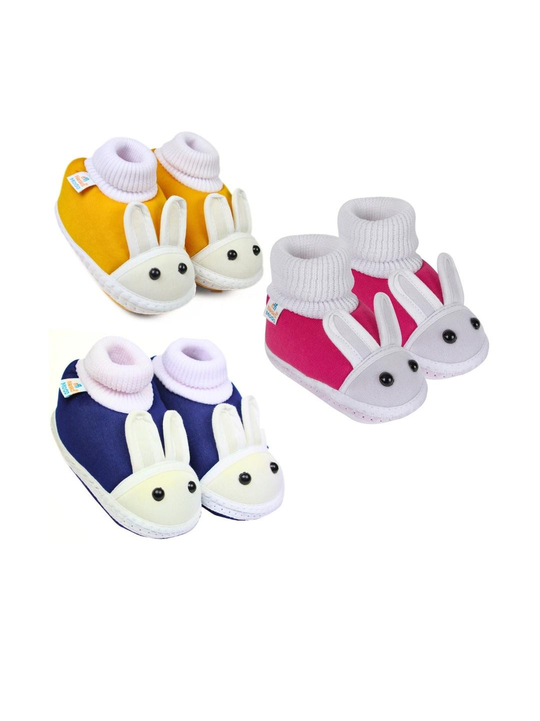 NESKA MODA 6 To 12 Months Infants 3 Pair Combo Pack Cute Soft Cotton Rabbit Booties
