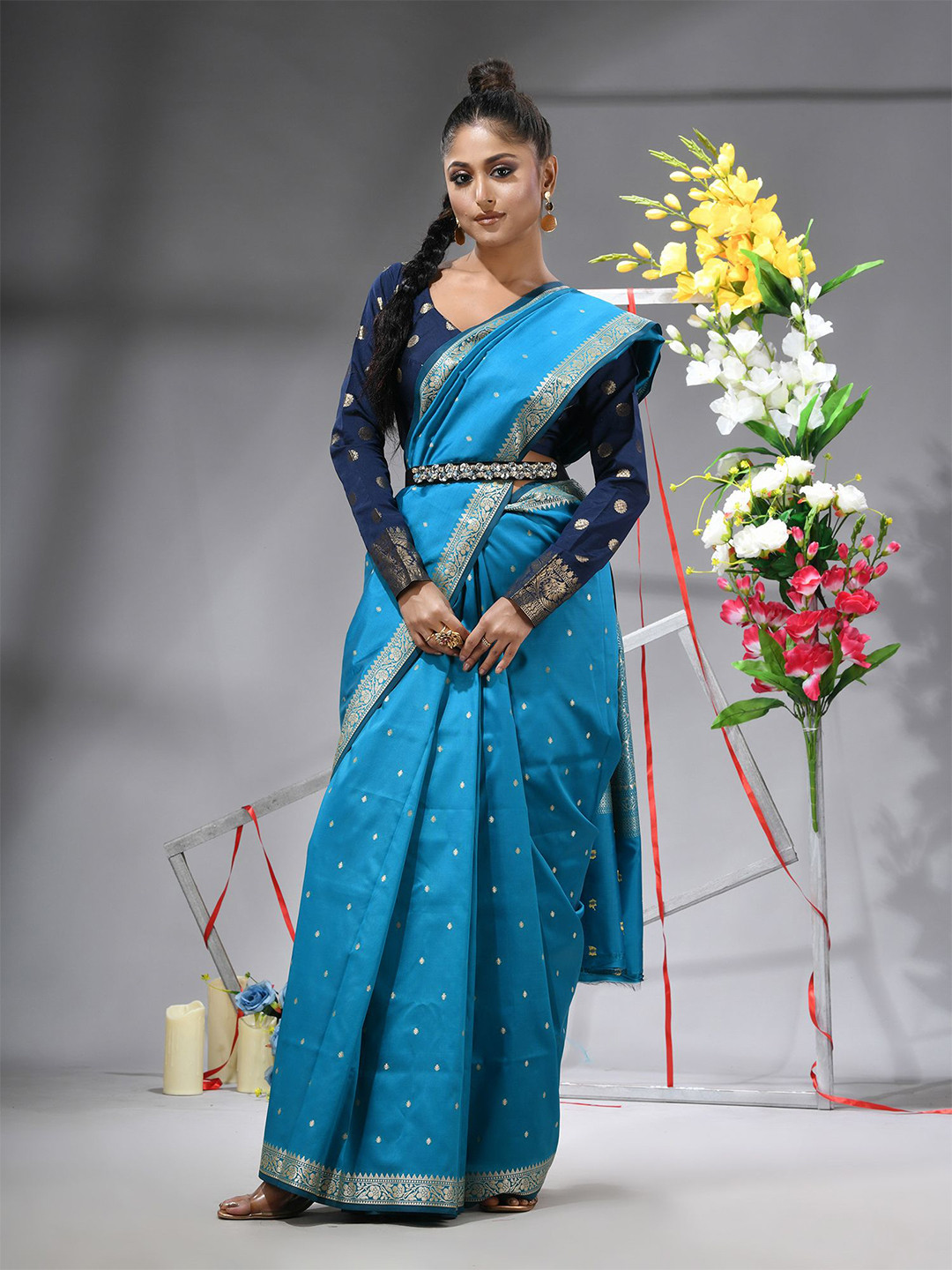 TANTLOOM Ethnic Motifs Woven Design Zari Kanjeevaram Kanchipuram Saree