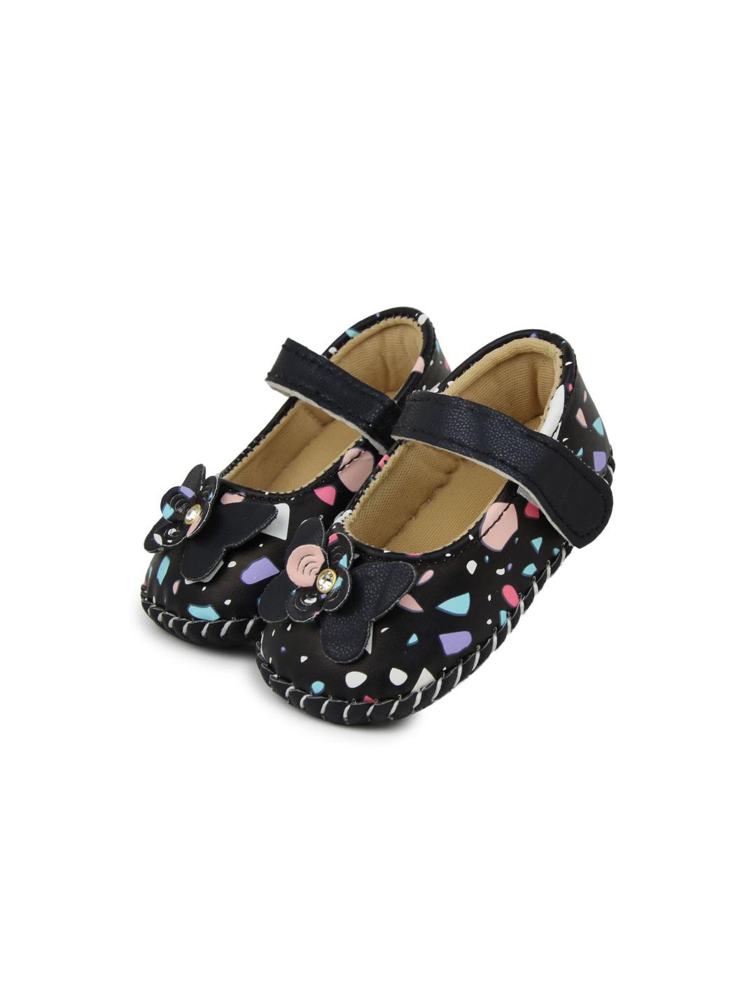 NESKA MODA 6 To 12 Months Baby Girls Belly Shoe Fancy Partywear Floral Velcro Sandal Booties