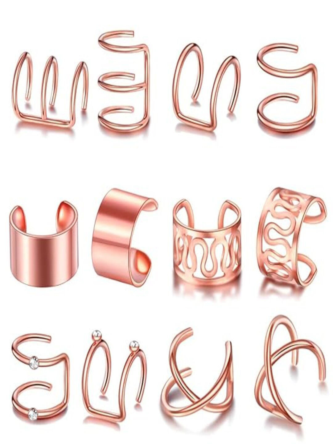 AmazingKarts Set of 6 Rose Gold- Plated Contemporary Studs