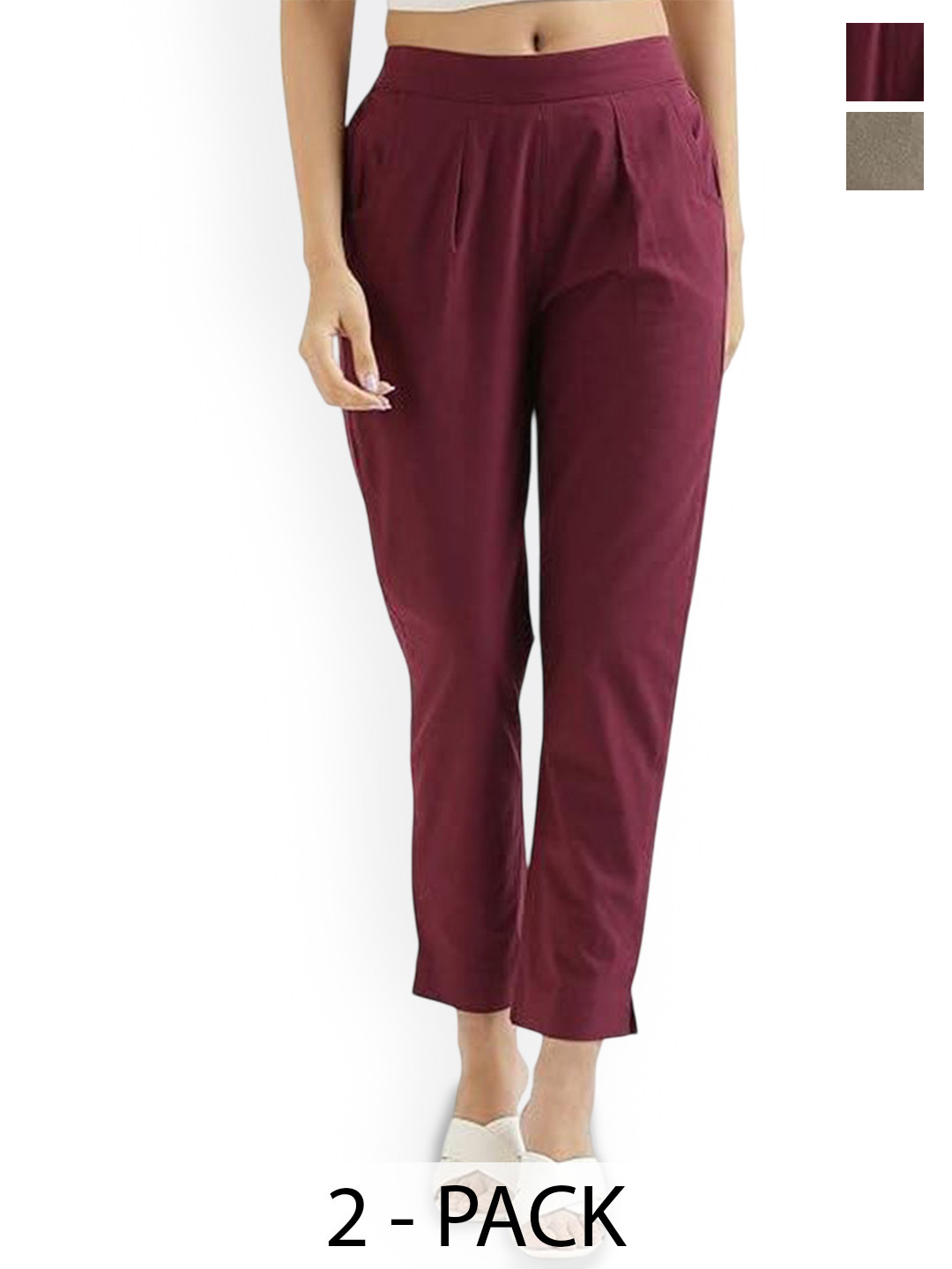 DIGITAL SHOPEE Women Pack Of 2 Regular Fit Trousers