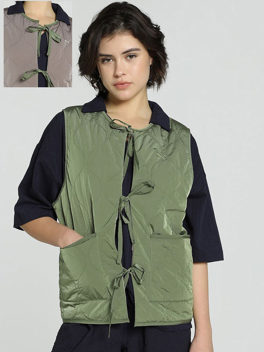 Puma Yona Relaxed Fit Reversible Vest Bomber Jacket