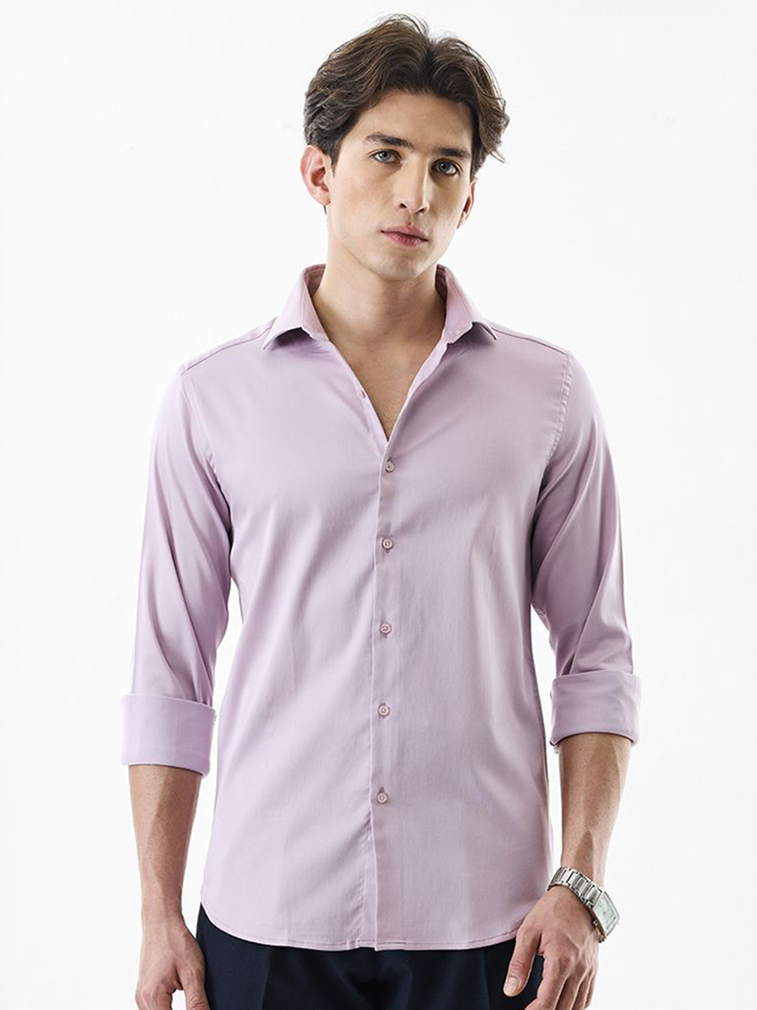 Snitch Classic Roll-Up Sleeves Slim Fit Formal Shirt
