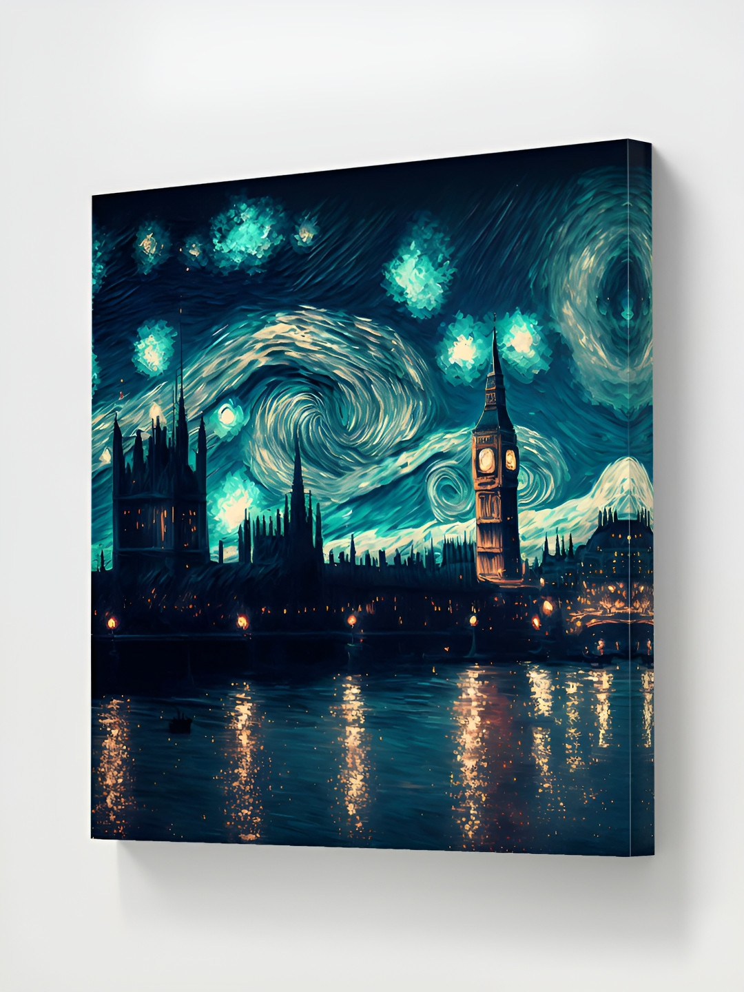 SAF Green & Black Starry Skies Printed Canvas Wall Art