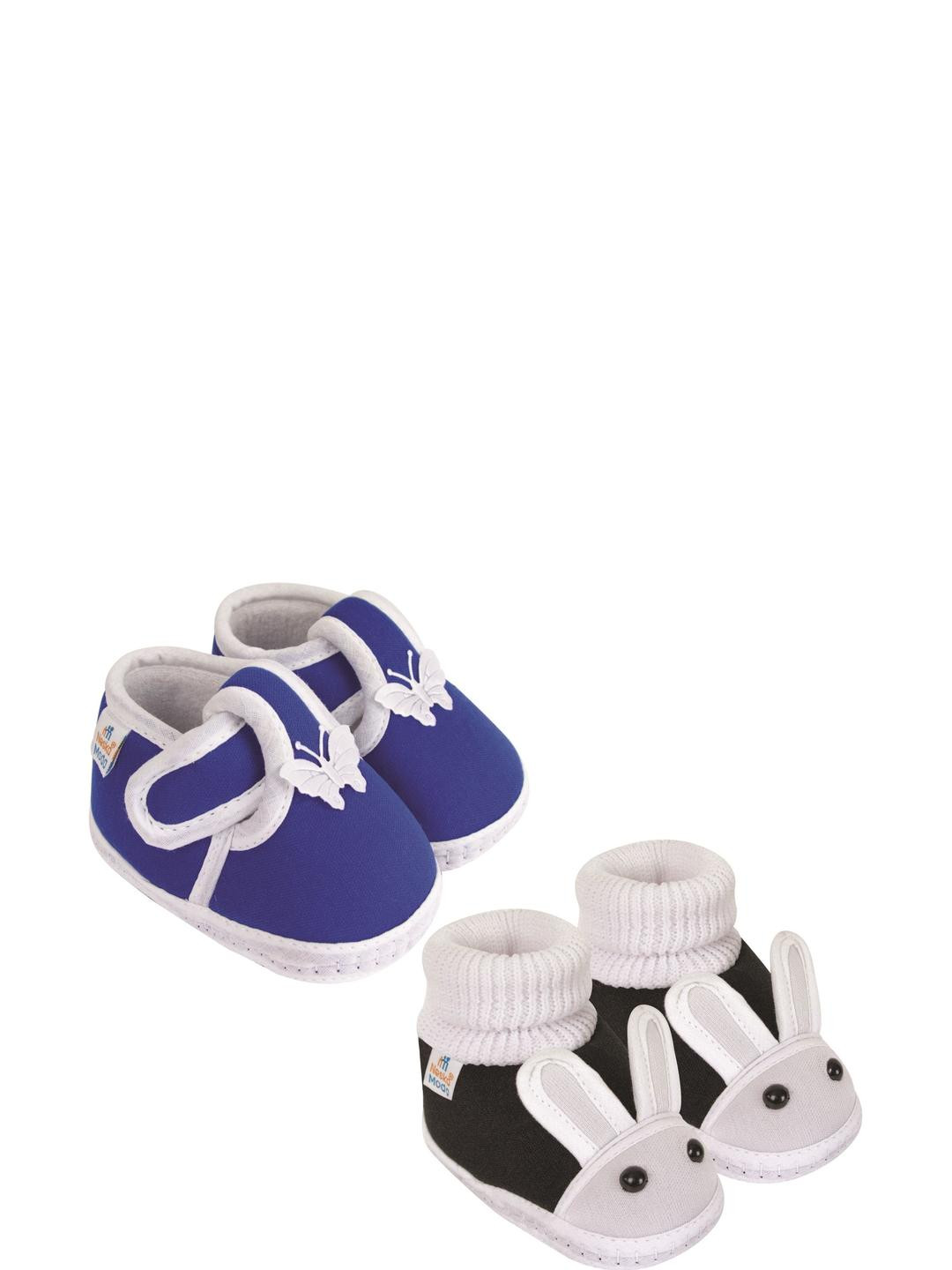 NESKA MODA 0 To 6 Months Newborn Baby Boy & Girls 2 Pair Set Soft Cotton Butterfly & Rabbit Booties