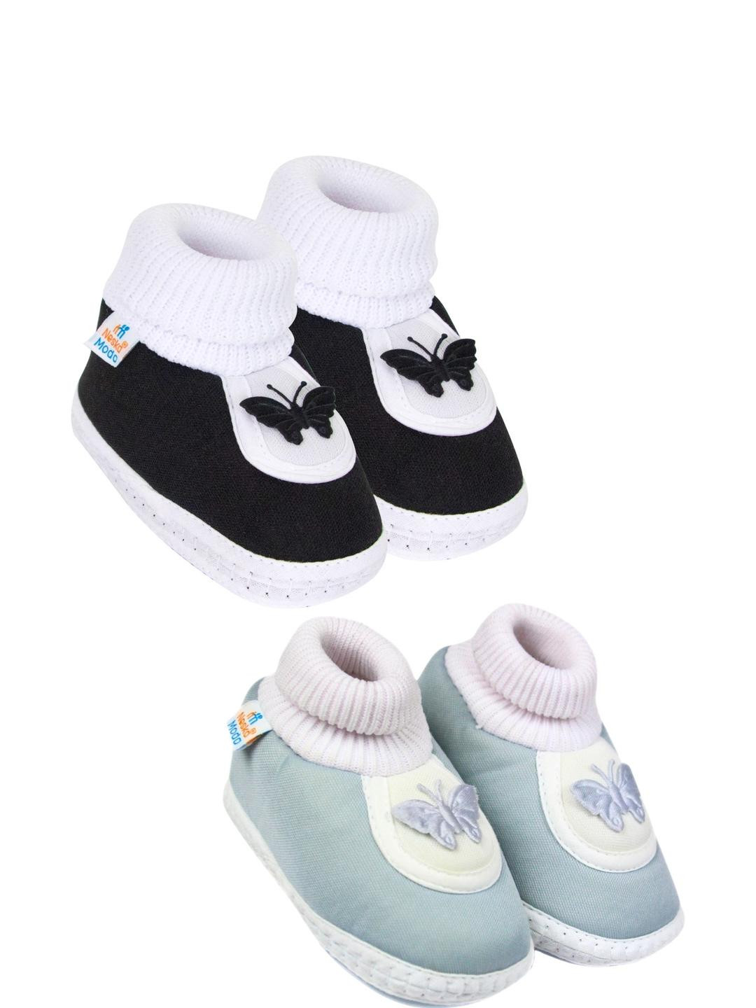 NESKA MODA 3 To 12 Months 2 Pair Set Newborn Unisex Baby Skin Friendly Cotton Butterfly Booties