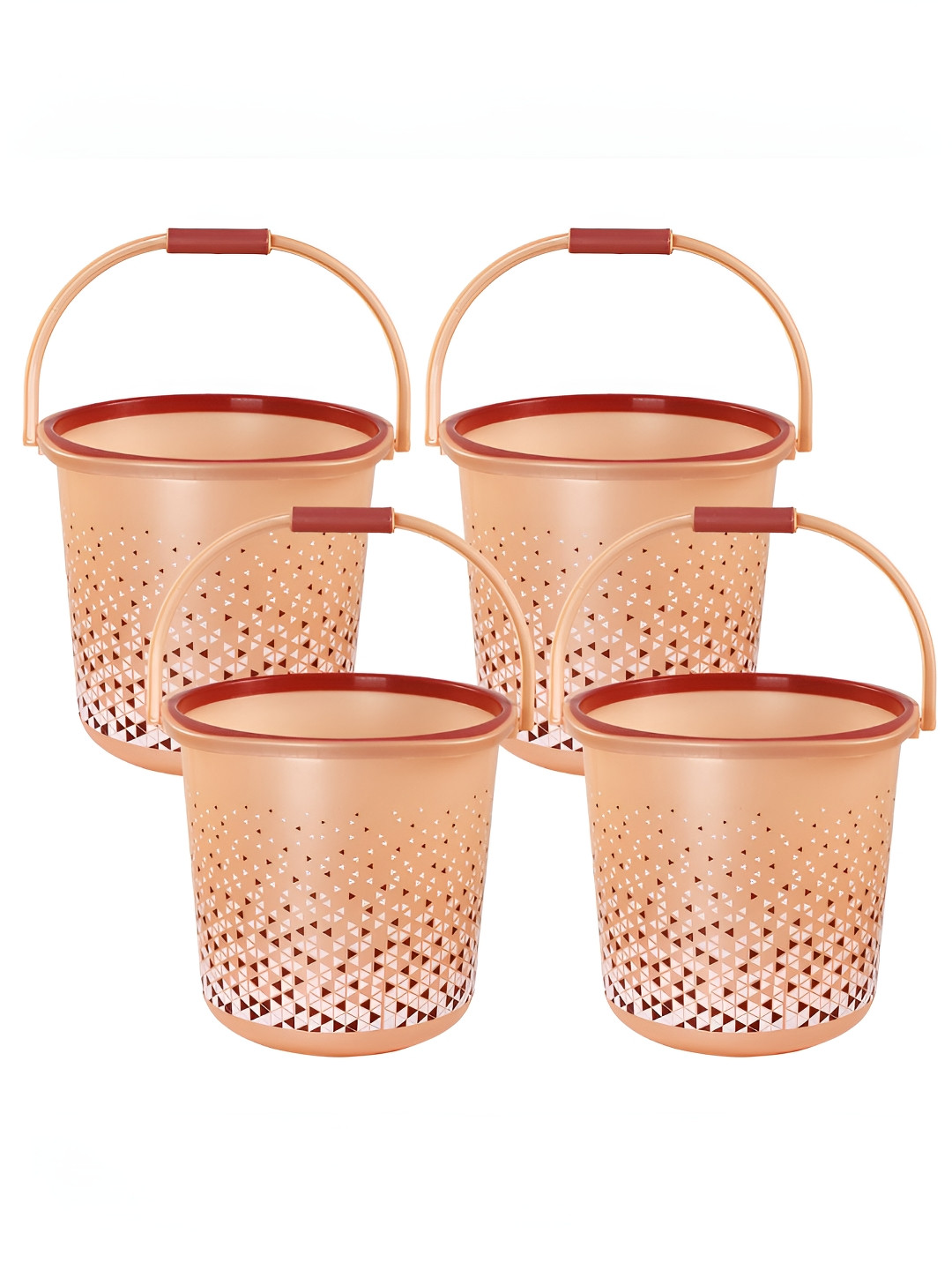 Aura Brown 4 Pieces Geometric Printed Bucket - 24 L Each