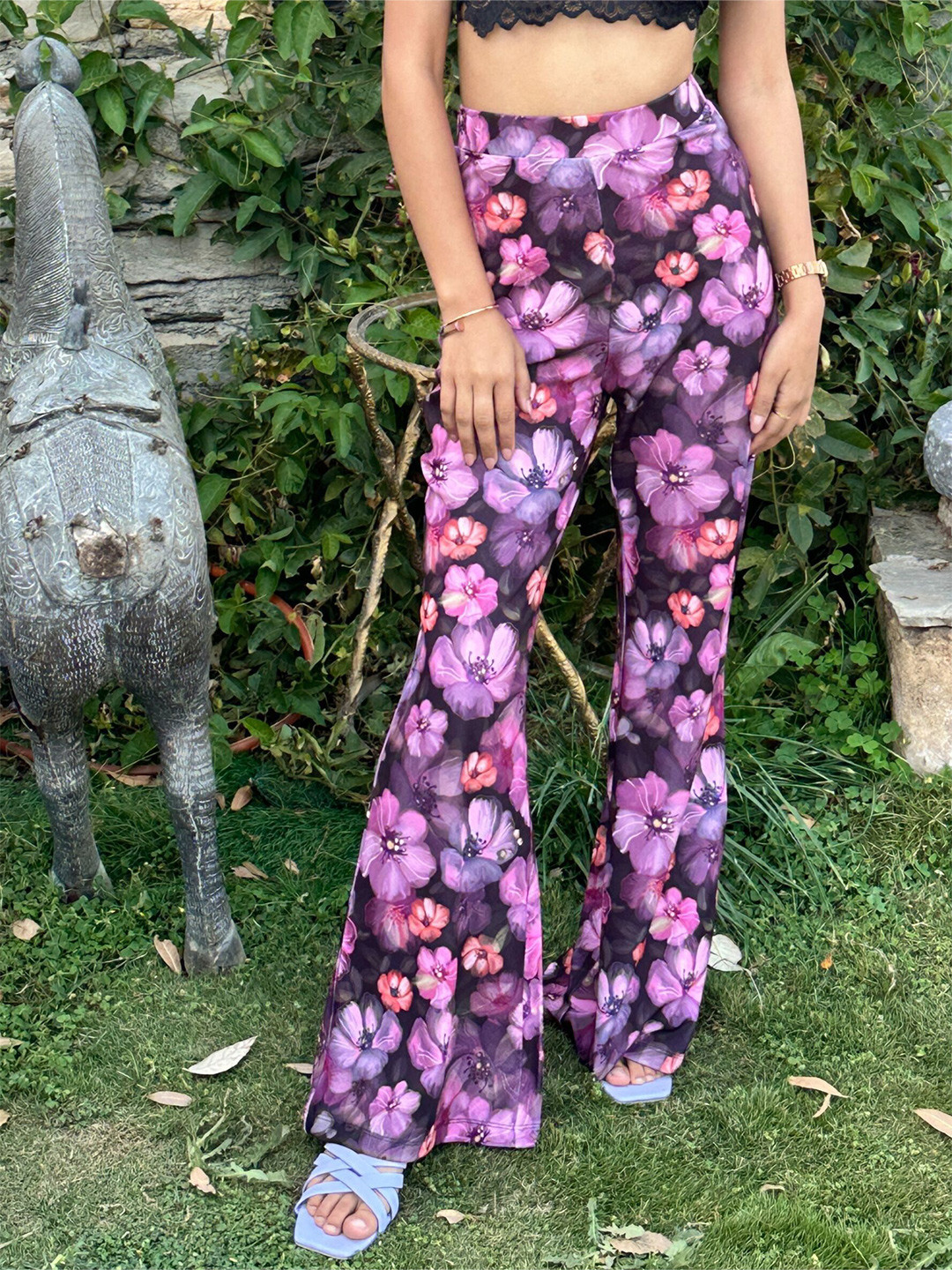 TANDUL Women Floral Printed Smart Relaxed Fit Bootcut Trousers