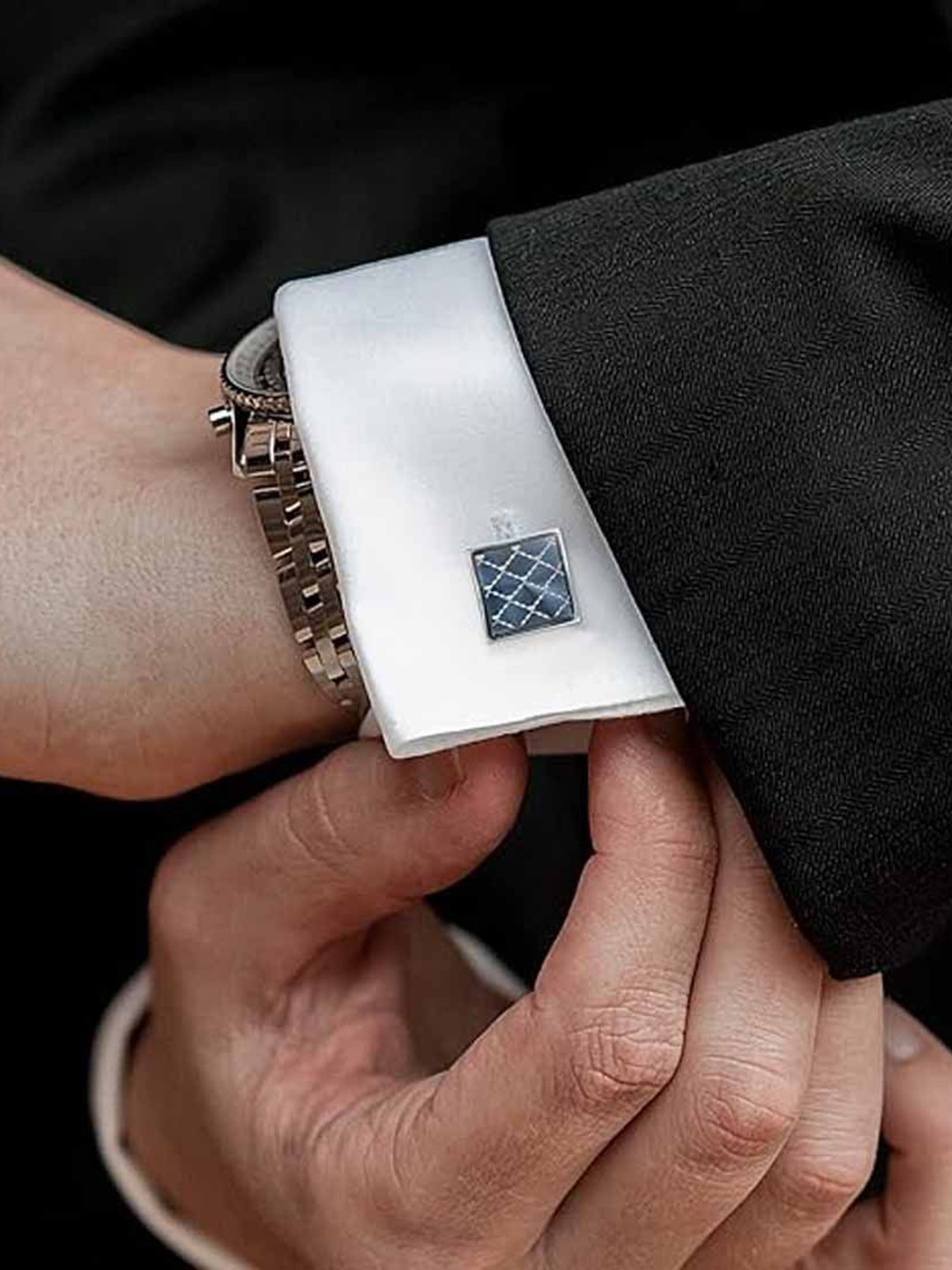 Curren Set Of 2 Checked Cufflink