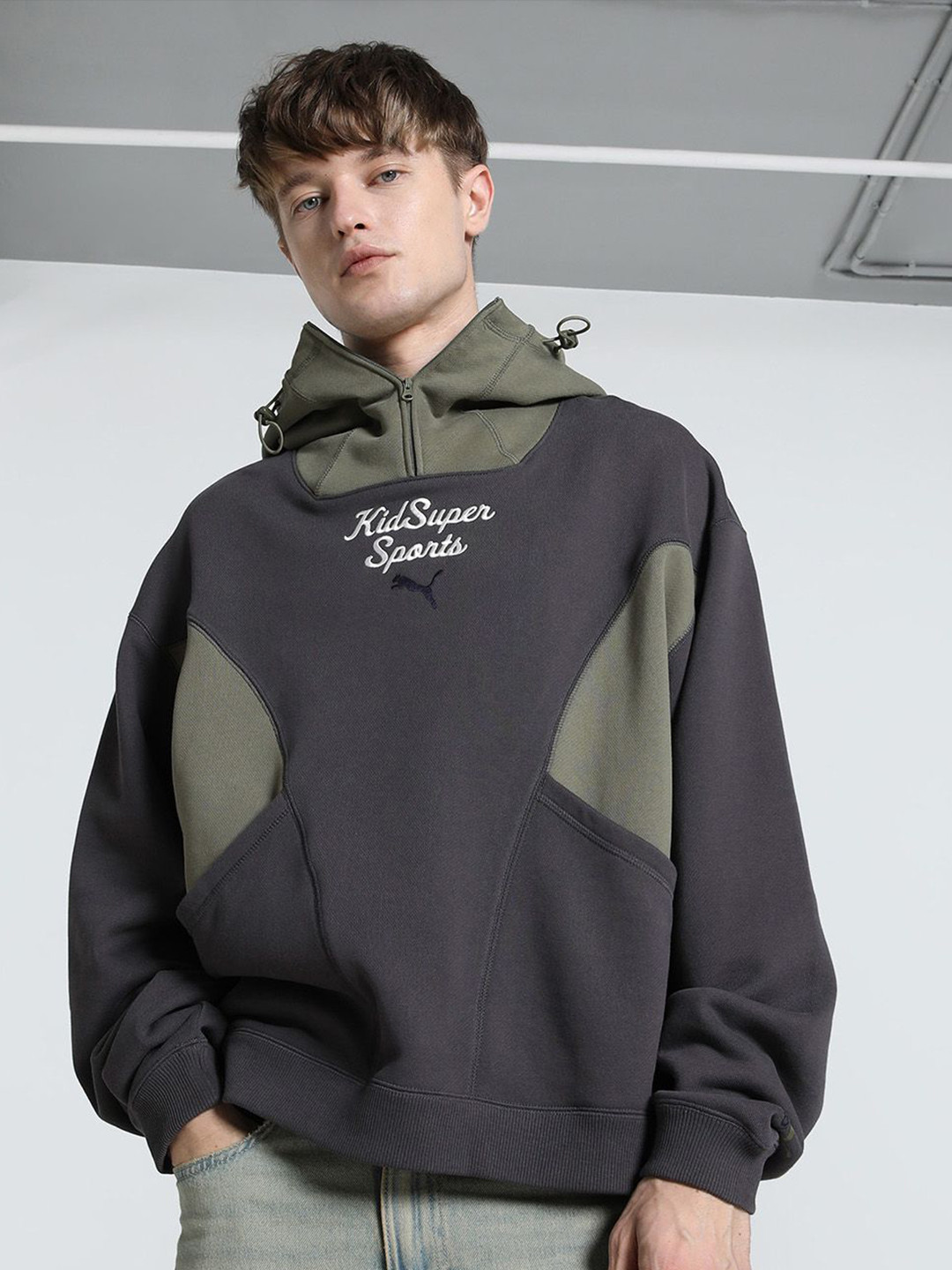 Puma x Kidsuper Progressive Men Colourblocked Cotton Oversized Hoodie