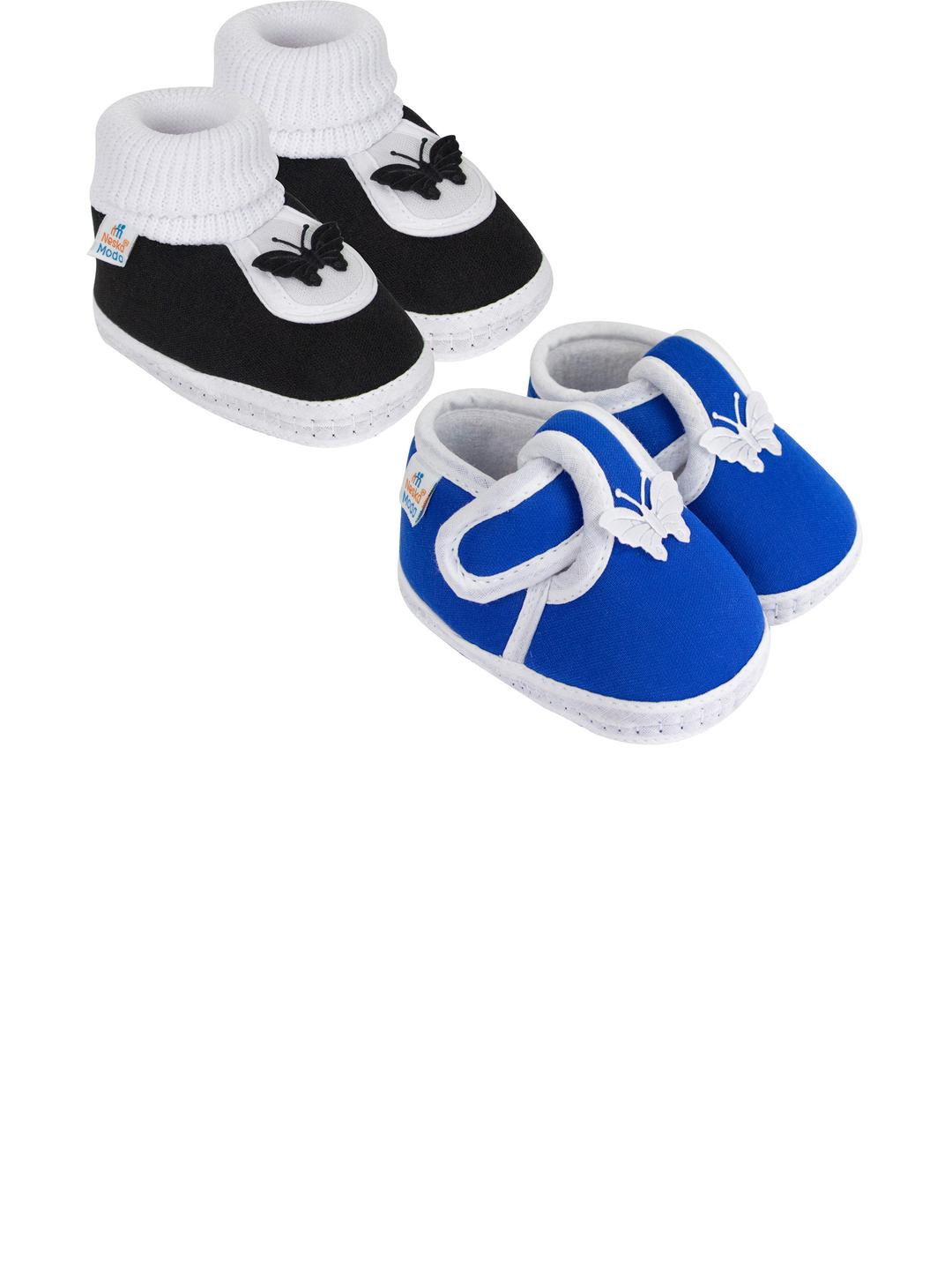 NESKA MODA Newborn Pack of 2 Pair 3 To 12 Months Unisex Baby Cotton Butterfly Soft Shoe Booties