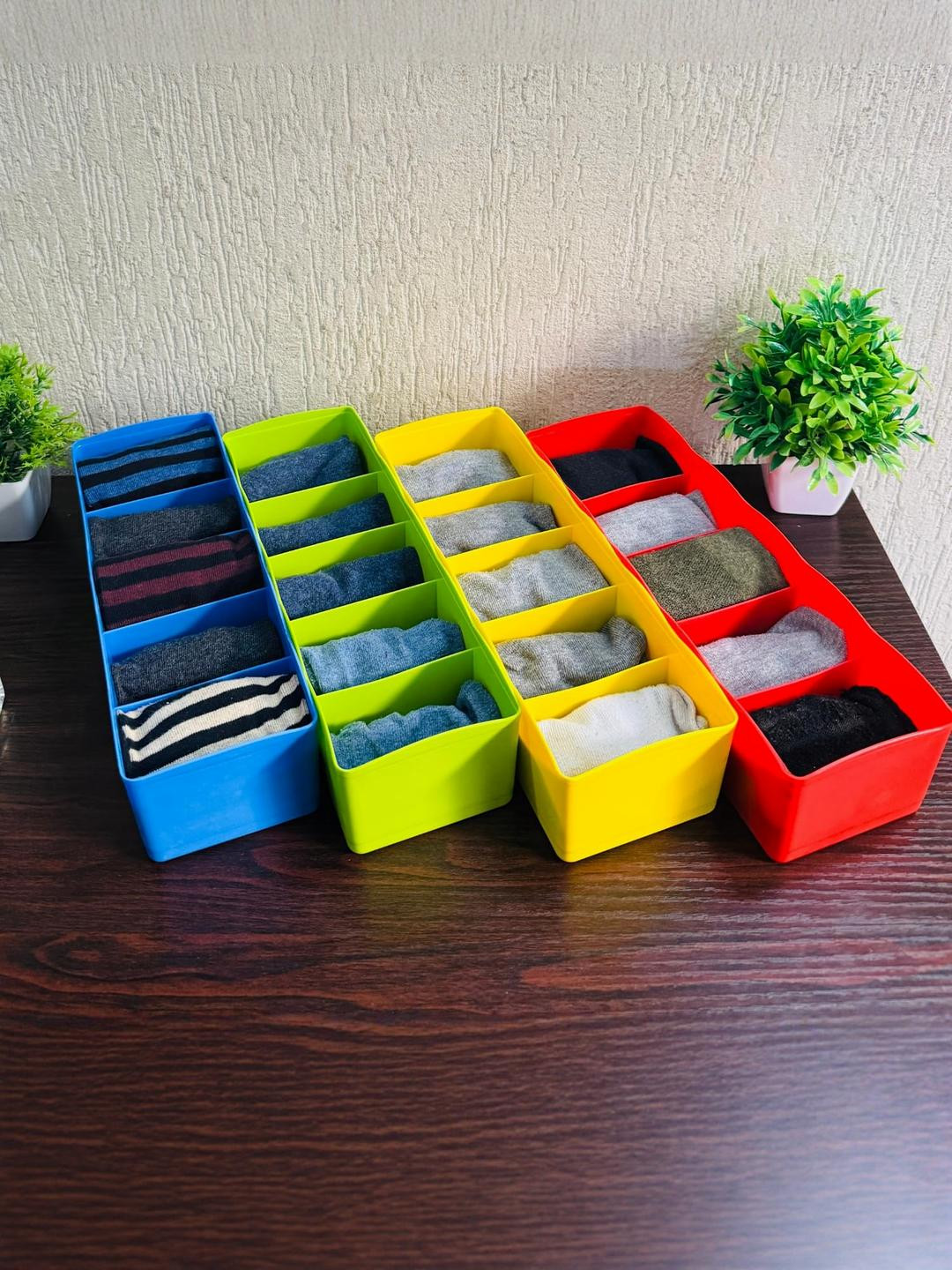 5 Grid Plastic Storage Box Drawer Socks Organizer