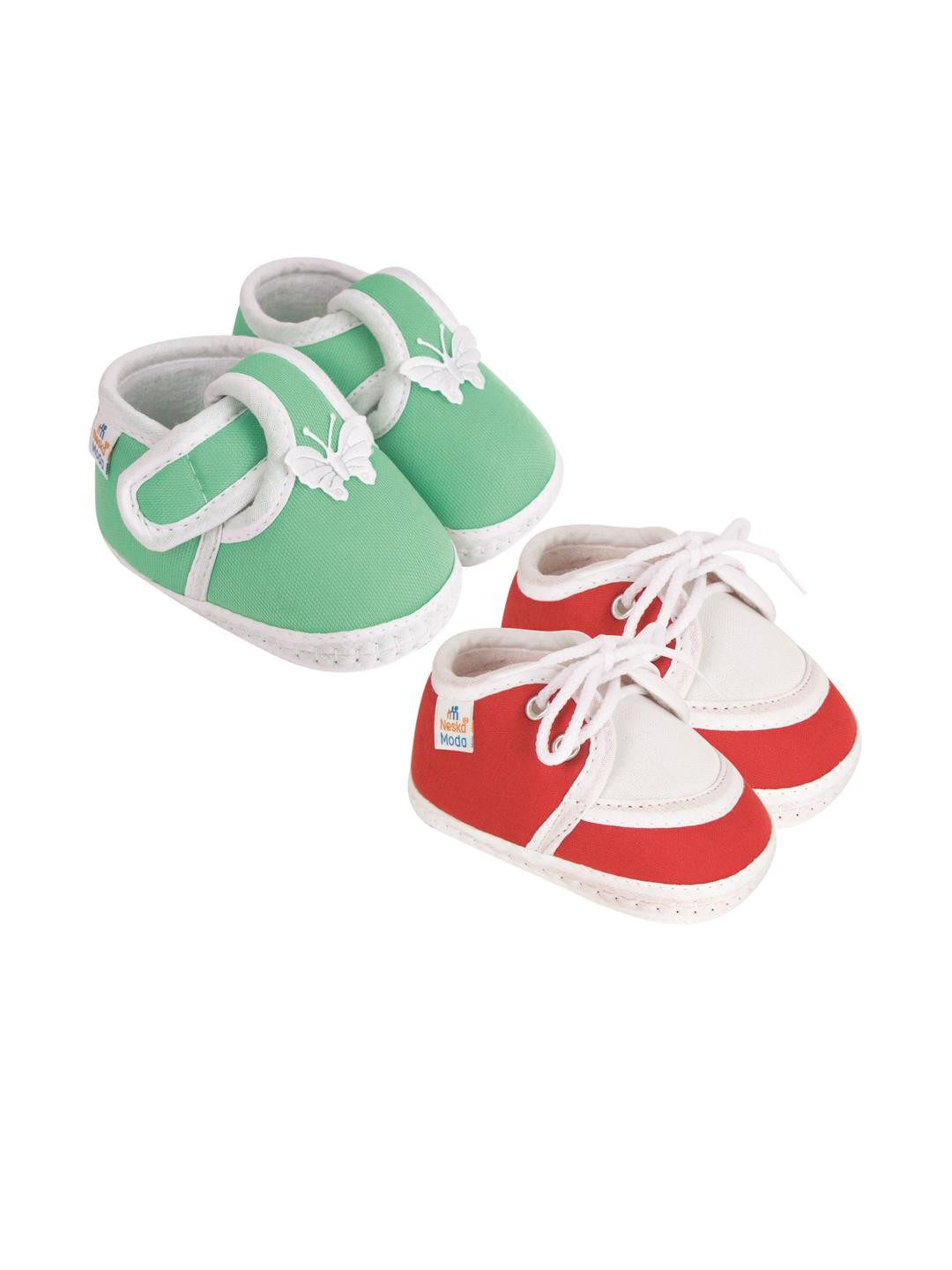 NESKA MODA Newborn Baby Boy & Baby Girls 2 Pair Cotton Skin-Friendly Baby Booties