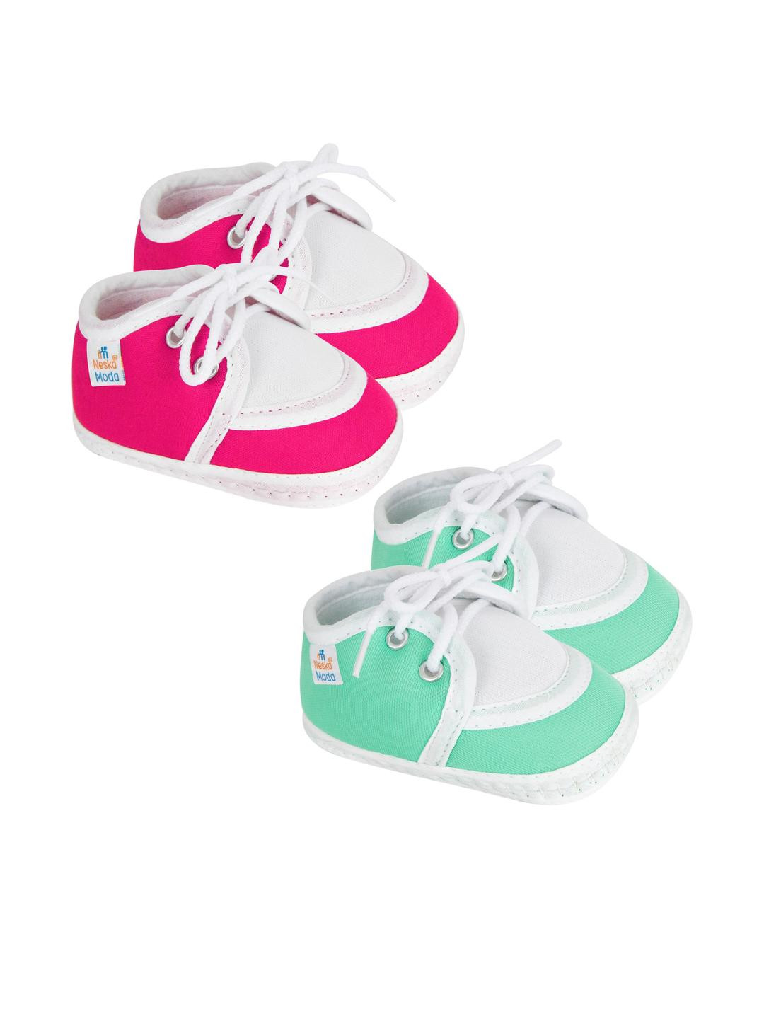 NESKA MODA 3 To 12 Months Infants 2 Pair Combo Pack Cute Soft Cotton Lace Booties