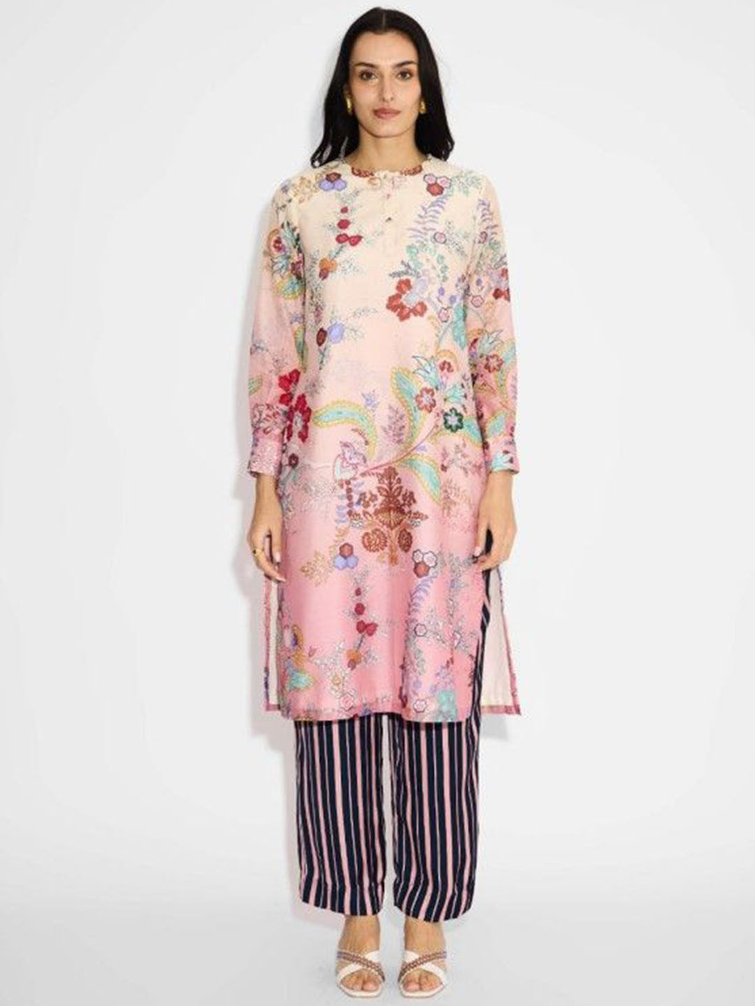 SHASHA GABA Printed Round Neck Top With Trousers Co-Ords