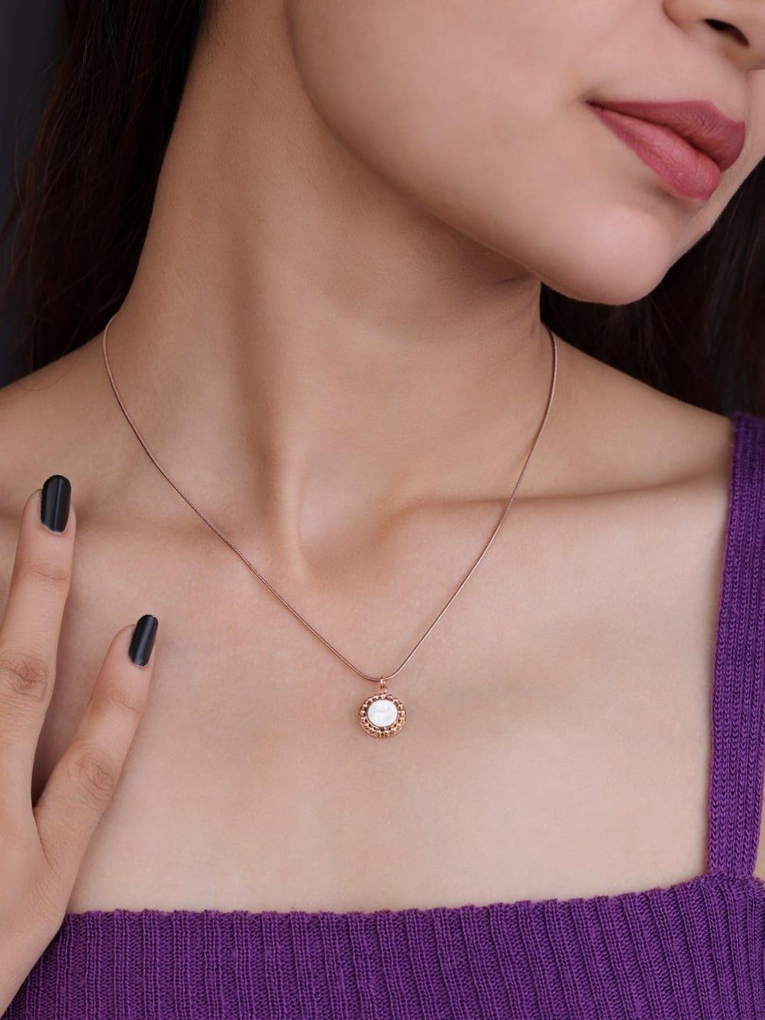 JKL Jewelry Rose Gold-Plated Stainless Steel Necklace