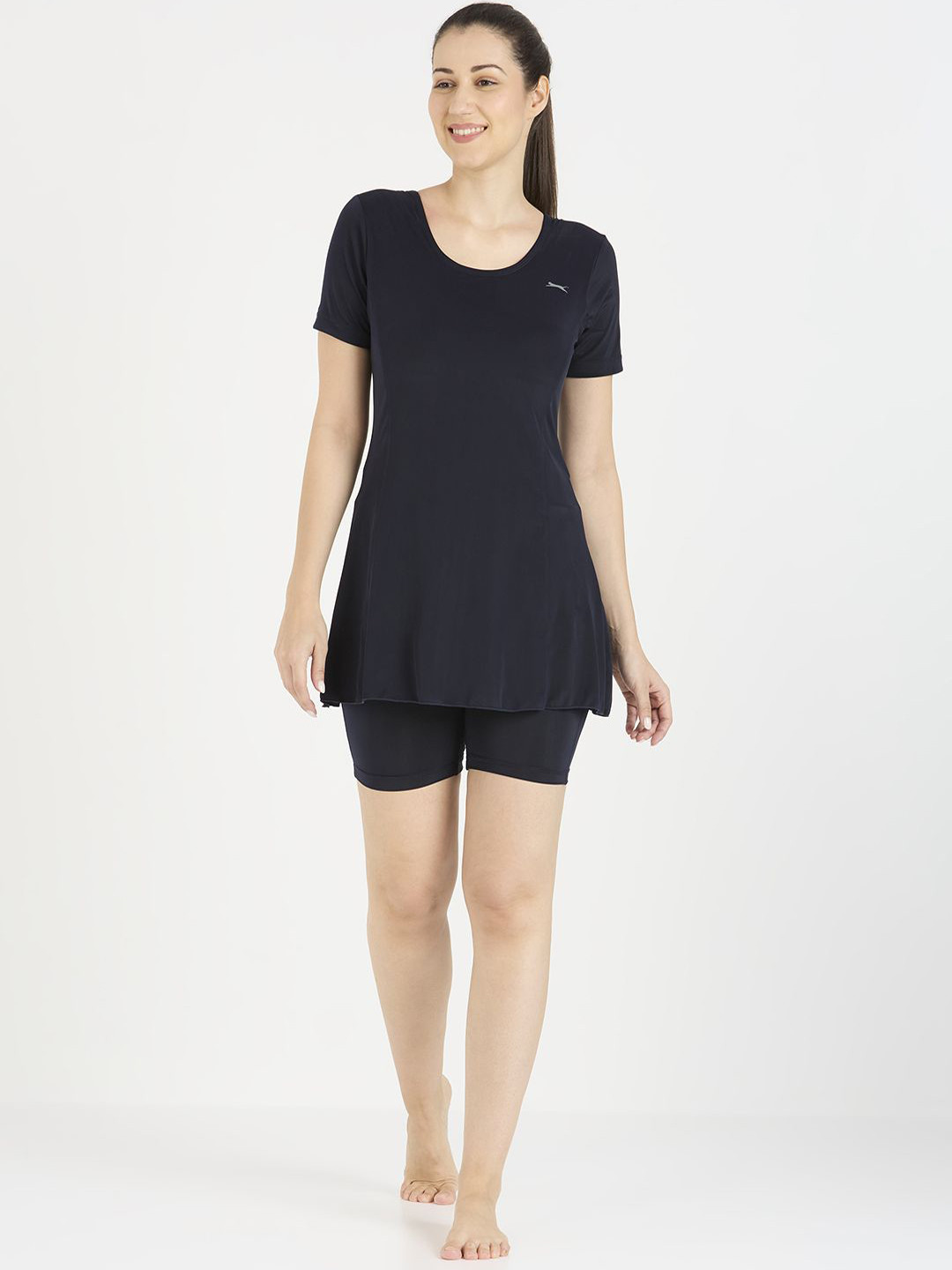 Black Panther Frock Style Round Neck Swimming Dress