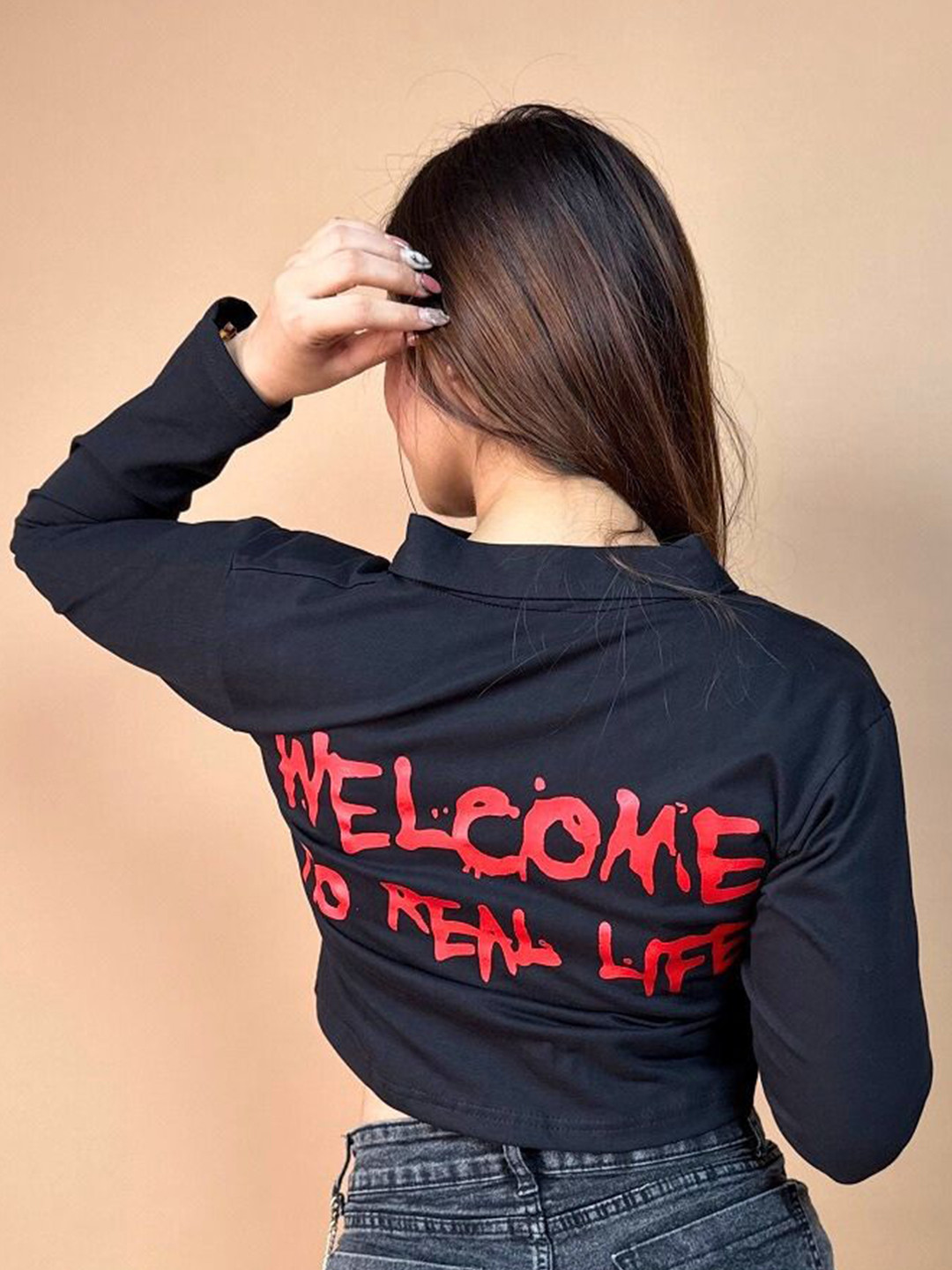 JAC INDIAN Women Graphic Printed Spread Collar Sweatshirt