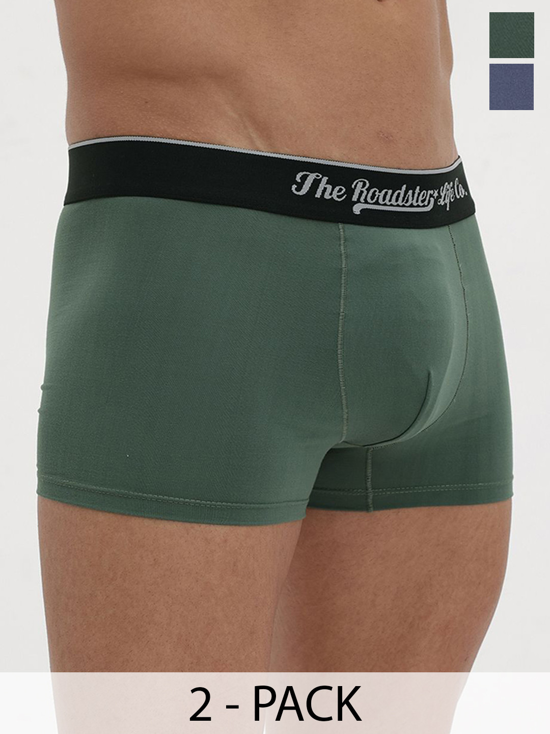 The Roadster Lifestyle Co Pack Of 2 Mid Rise Short Trunks RTO-PV-SOLID-Lightblue-Pista-M